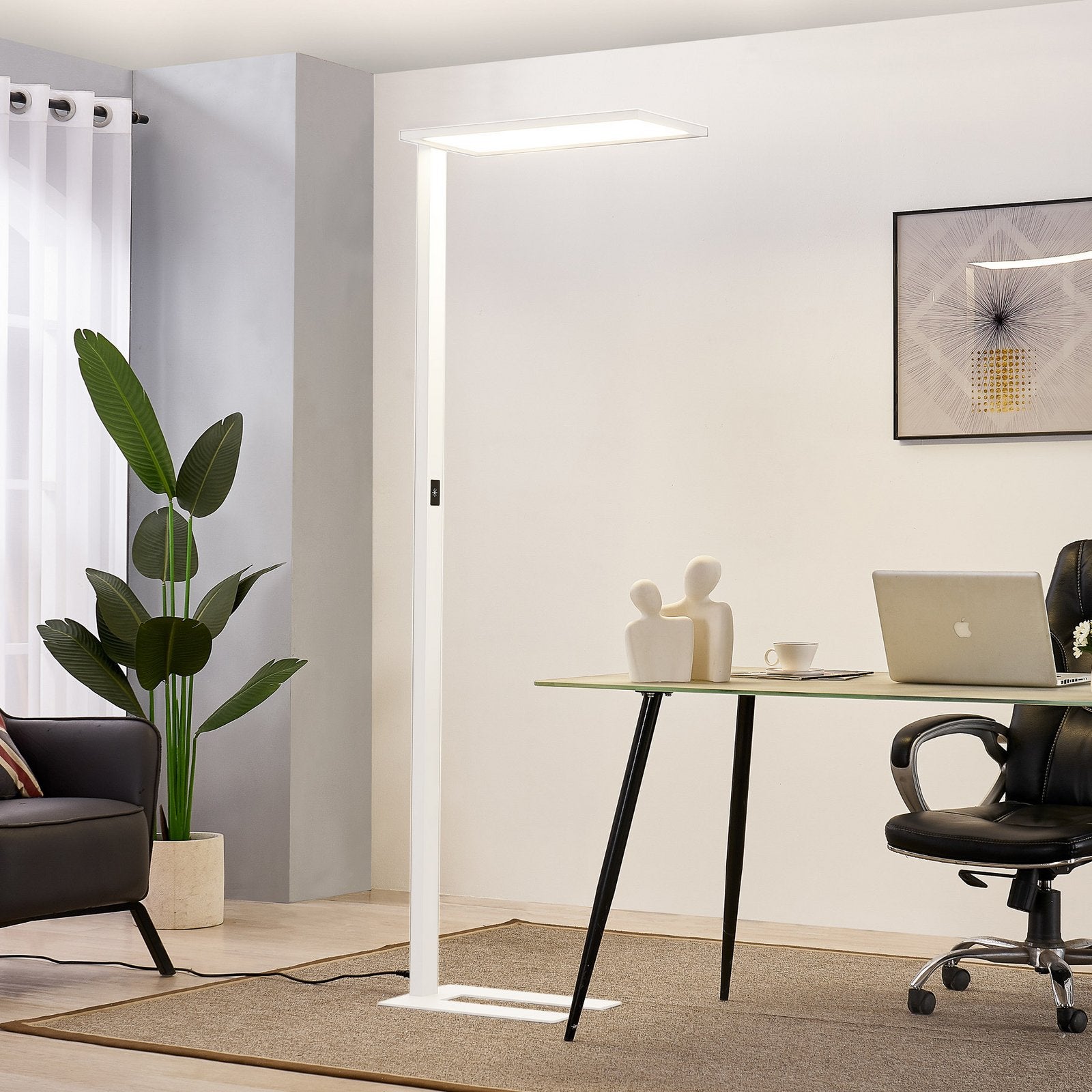 Prios LED-Bürostehleuchte Taronis, weiß, 195 cm, dimmbar