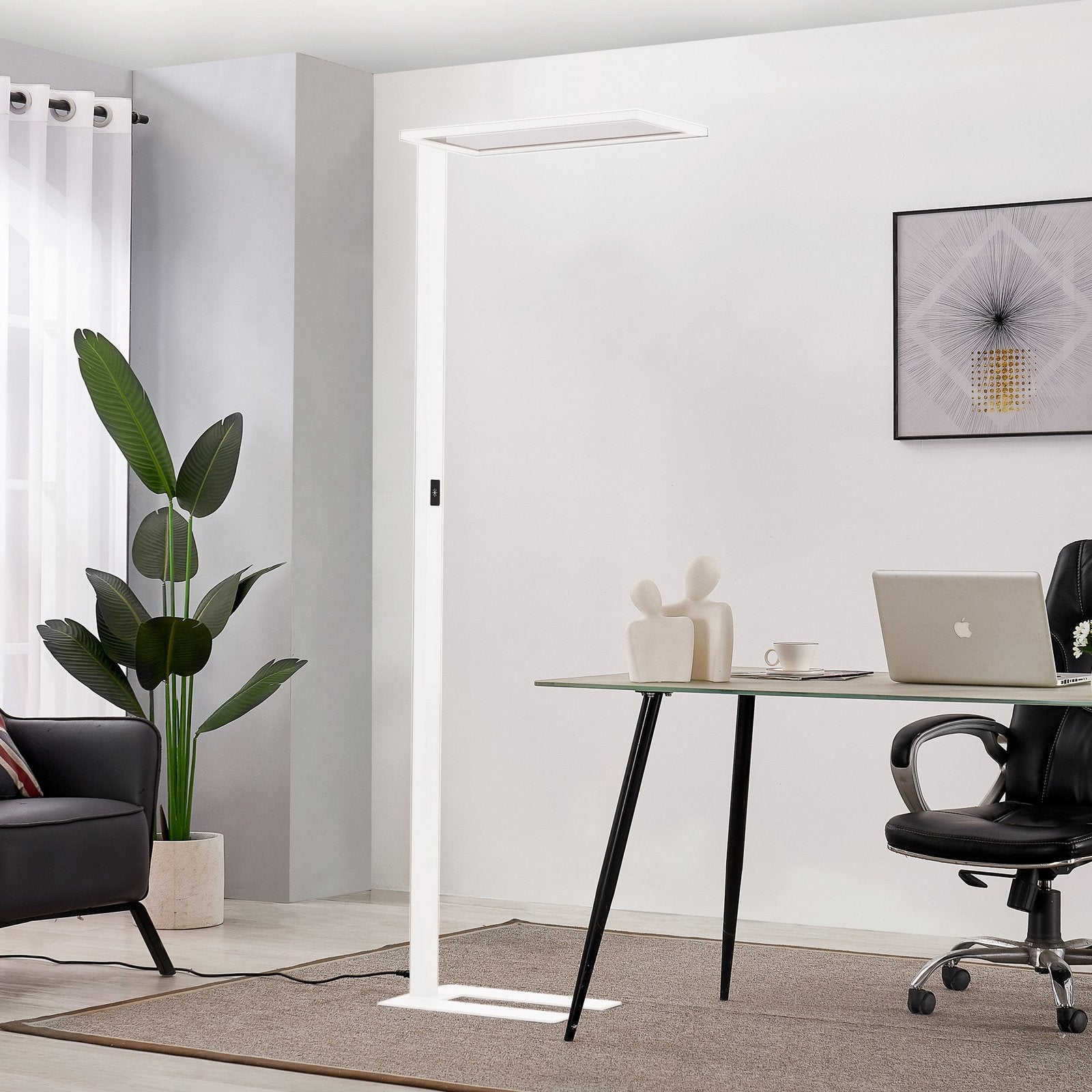 Prios LED-Bürostehleuchte Taronis, weiß, 195 cm, dimmbar