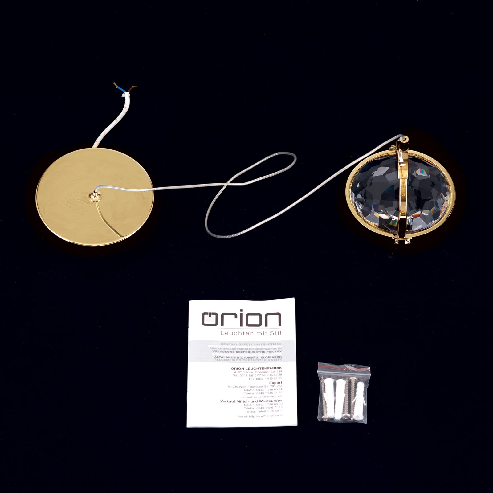 LED pendellampe Moon K9-krystallglass dimbar Ø12 cm gull - ORION