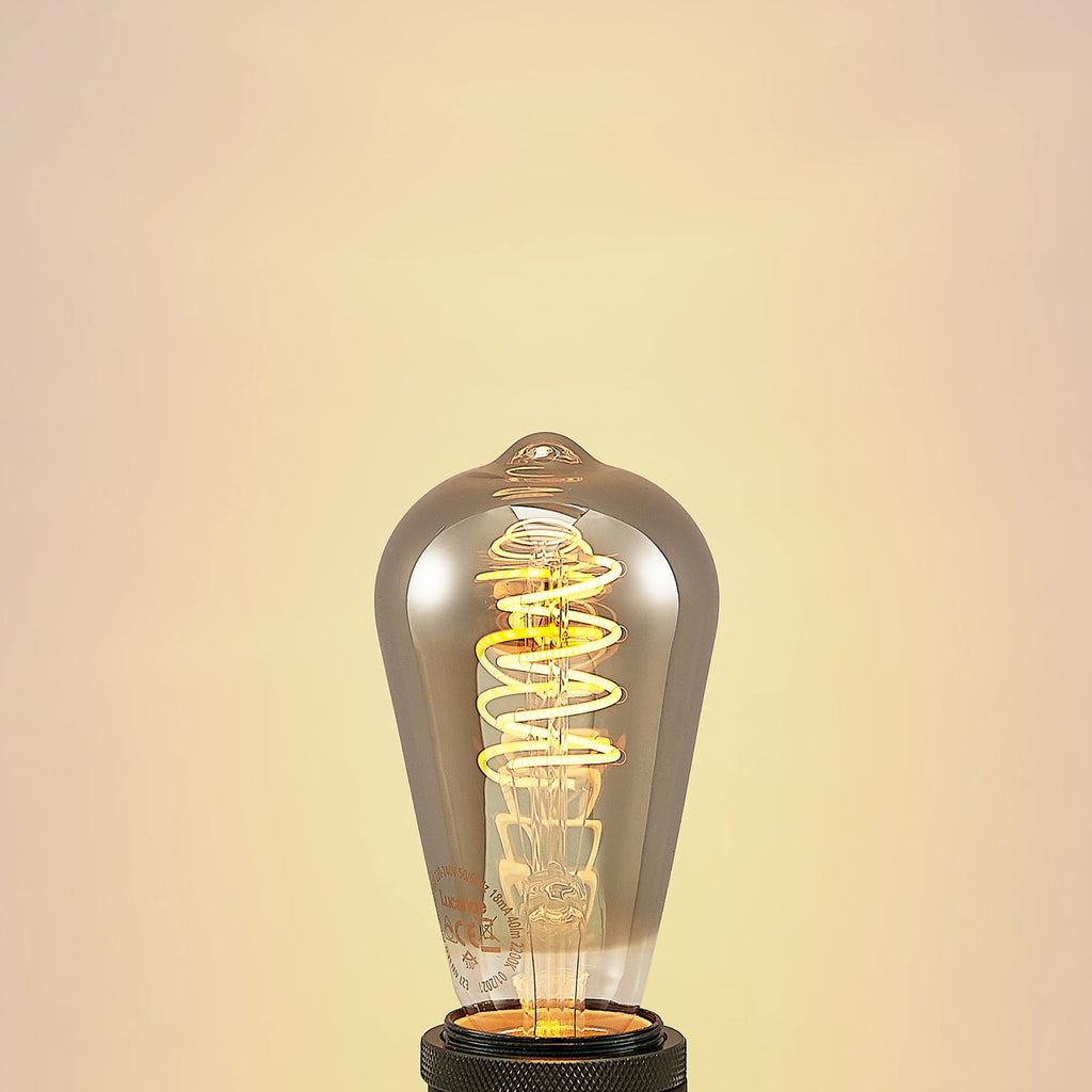 LED filamentpære E27 ST64 4W 1800K dimbar titan 2-pk - Lucande