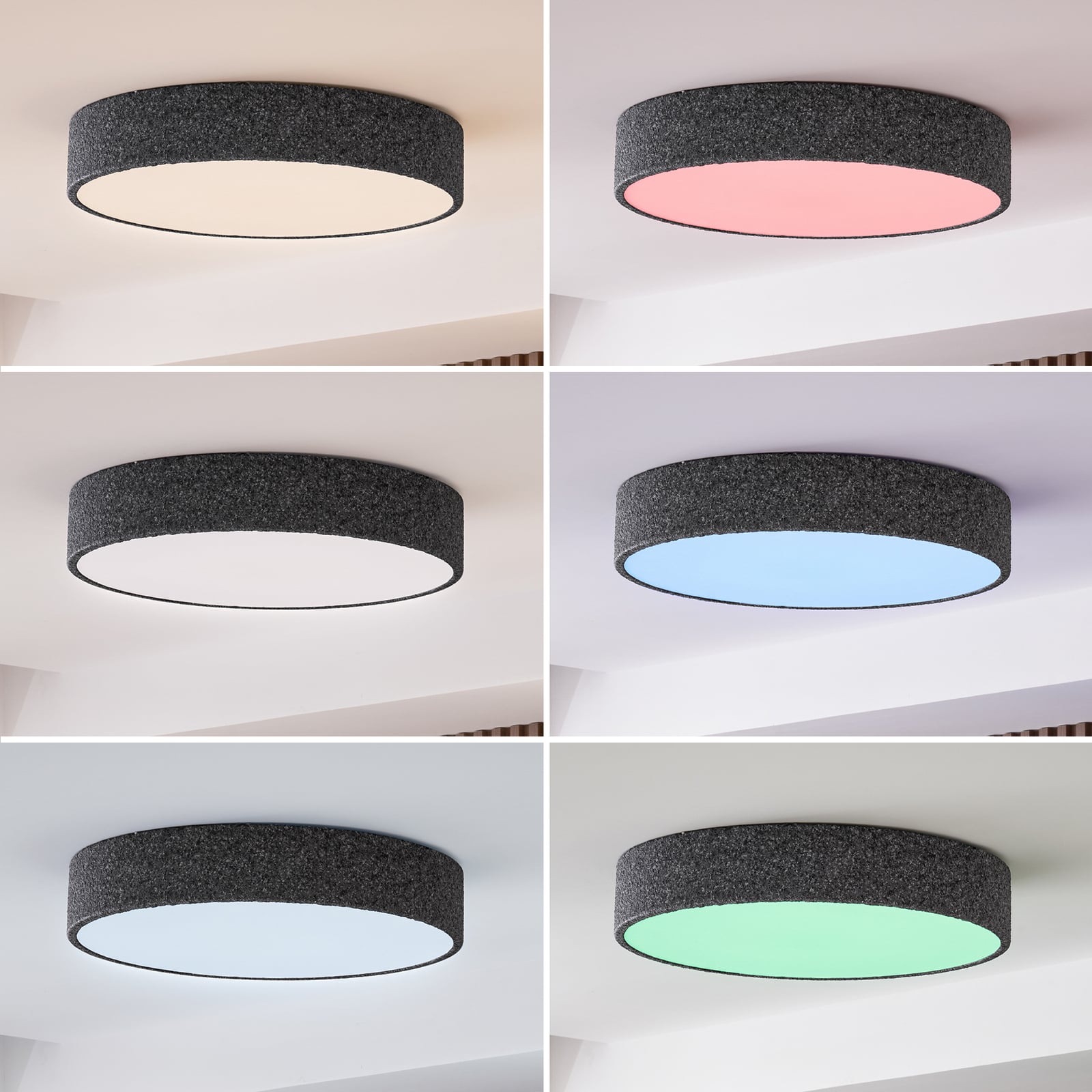 LED taklampe Elmor smart dimbar Ø45 cm grå RGB CCT 36W - Lindby