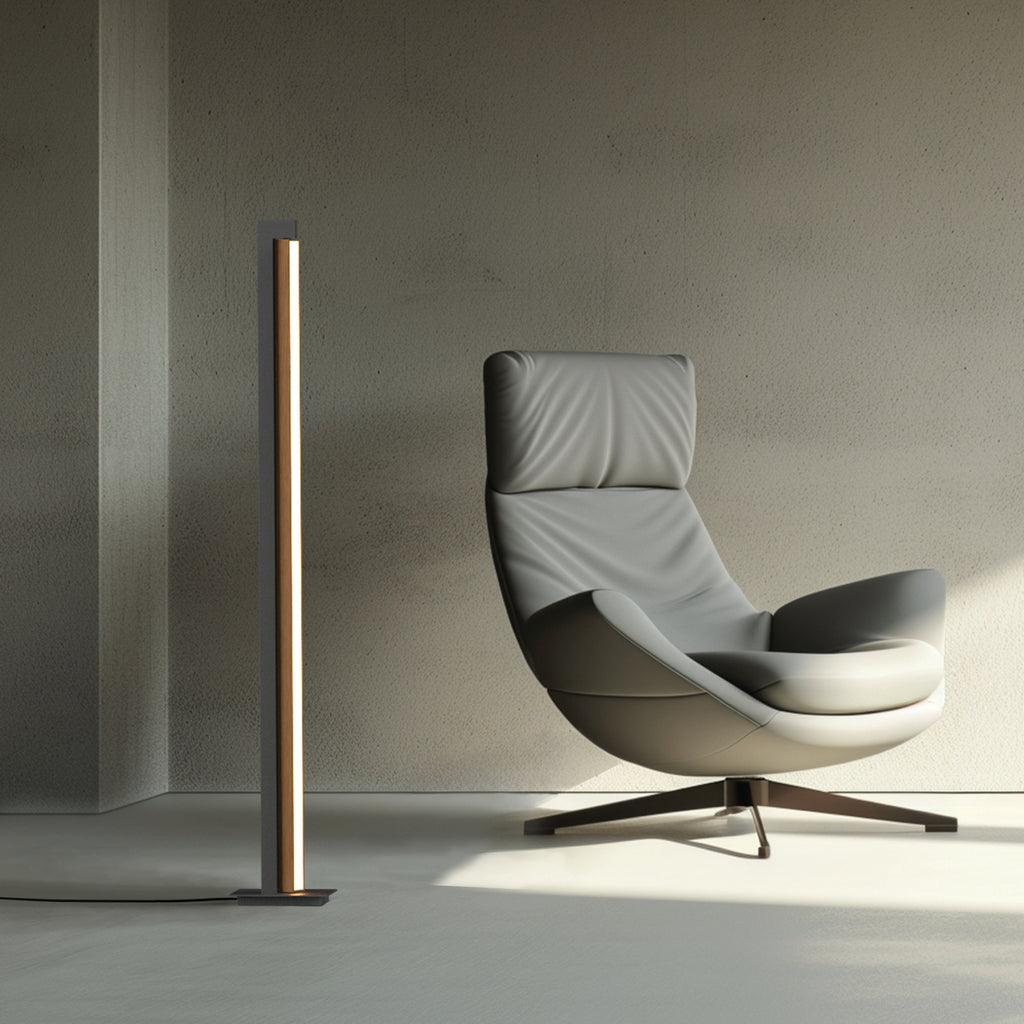 Montert LED-gulvlampe PURE Lines Floor eik/grafitt i rom