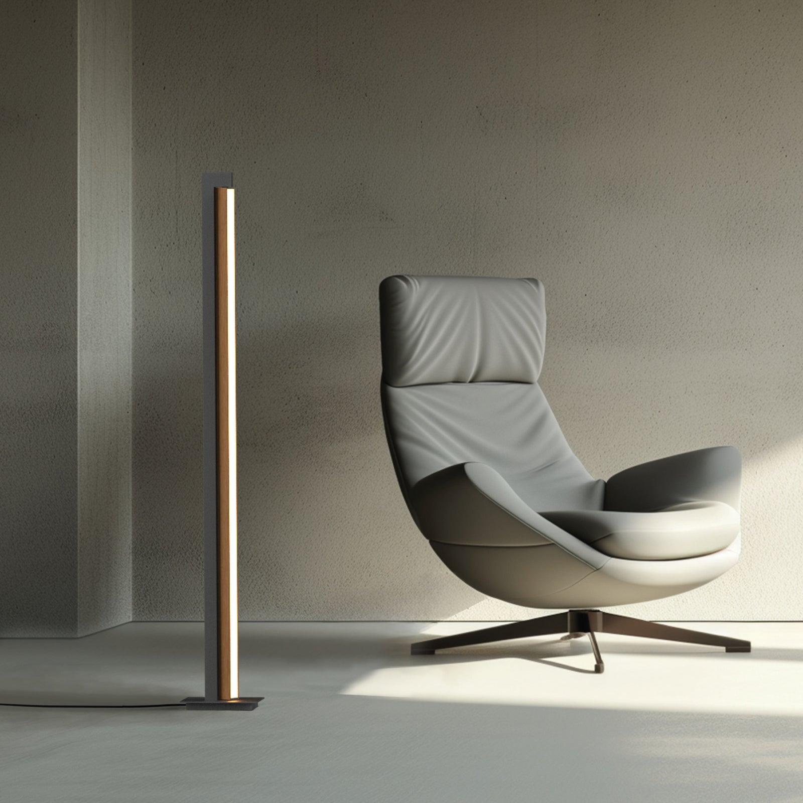 Montert LED-gulvlampe PURE Lines Floor eik/grafitt i rom