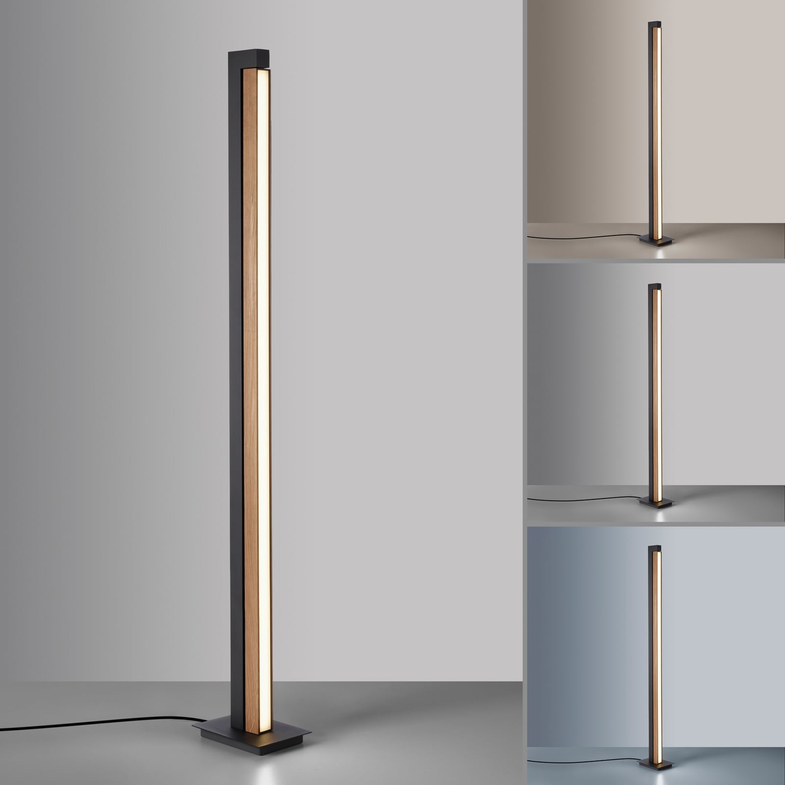 LED-gulvlampe PURE Lines Floor eik/grafitt justering av lys