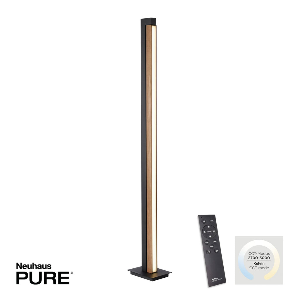 LED-gulvlampe PURE Lines Floor eik/grafitt lys på