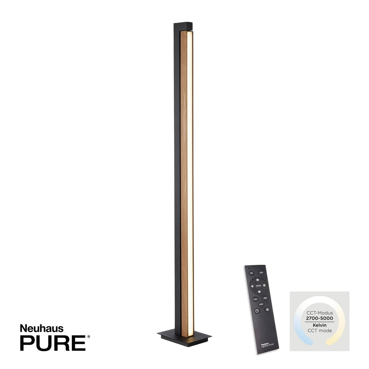 LED-gulvlampe PURE Lines Floor eik/grafitt lys på