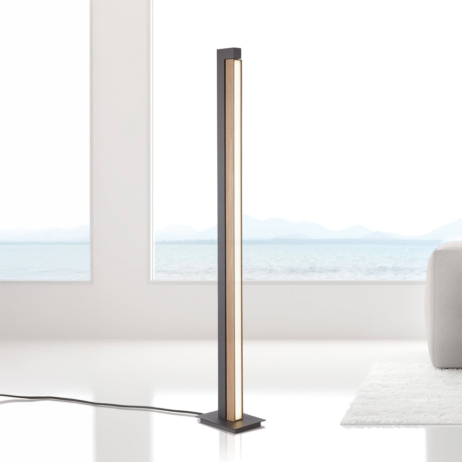 LED-gulvlampe PURE Lines Floor eik/grafitt bakside