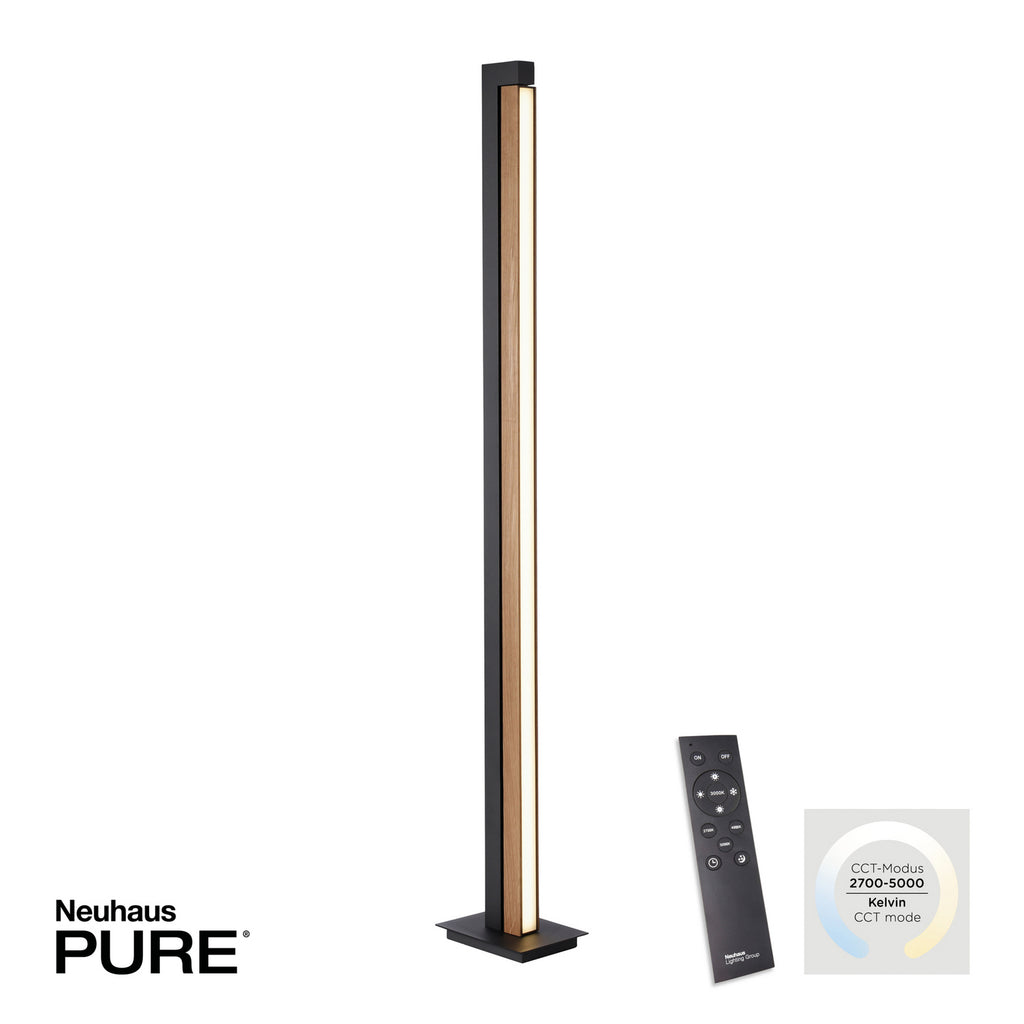 LED-gulvlampe PURE Lines Floor eik/grafitt lys på
