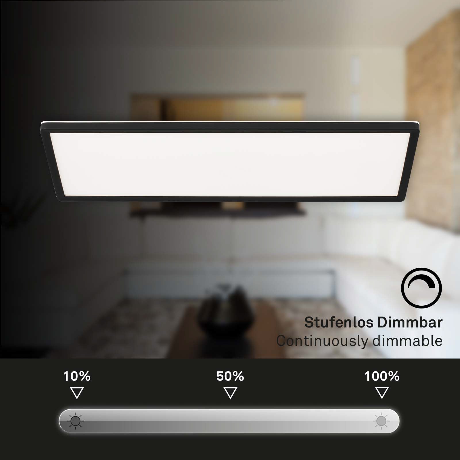 LED-panel Slim svart ultratynt CCT dimbar 59x20 cm - Briloner