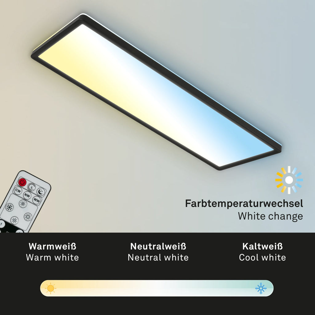 LED-panel Slim svart ultratynt CCT dimbar 59x20 cm - Briloner