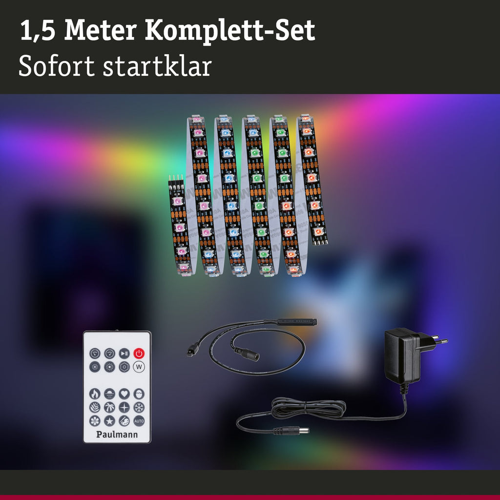 LED-stripe RGB 1,5m komplettsett med fjernkontroll dimbar - Paulmann