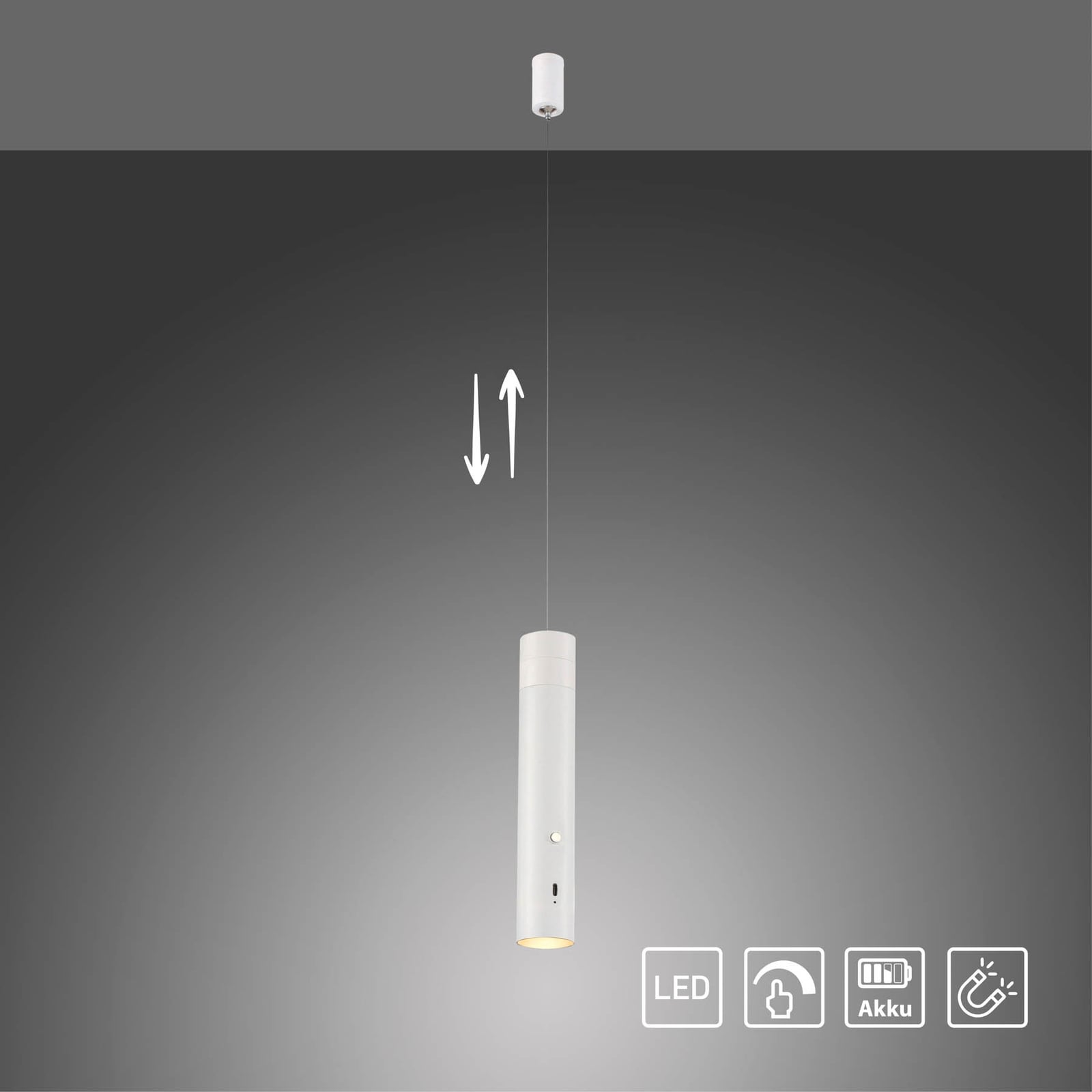 LED pendellampe Attach med batteri dimbar hvit jern - JUST LIGHT.