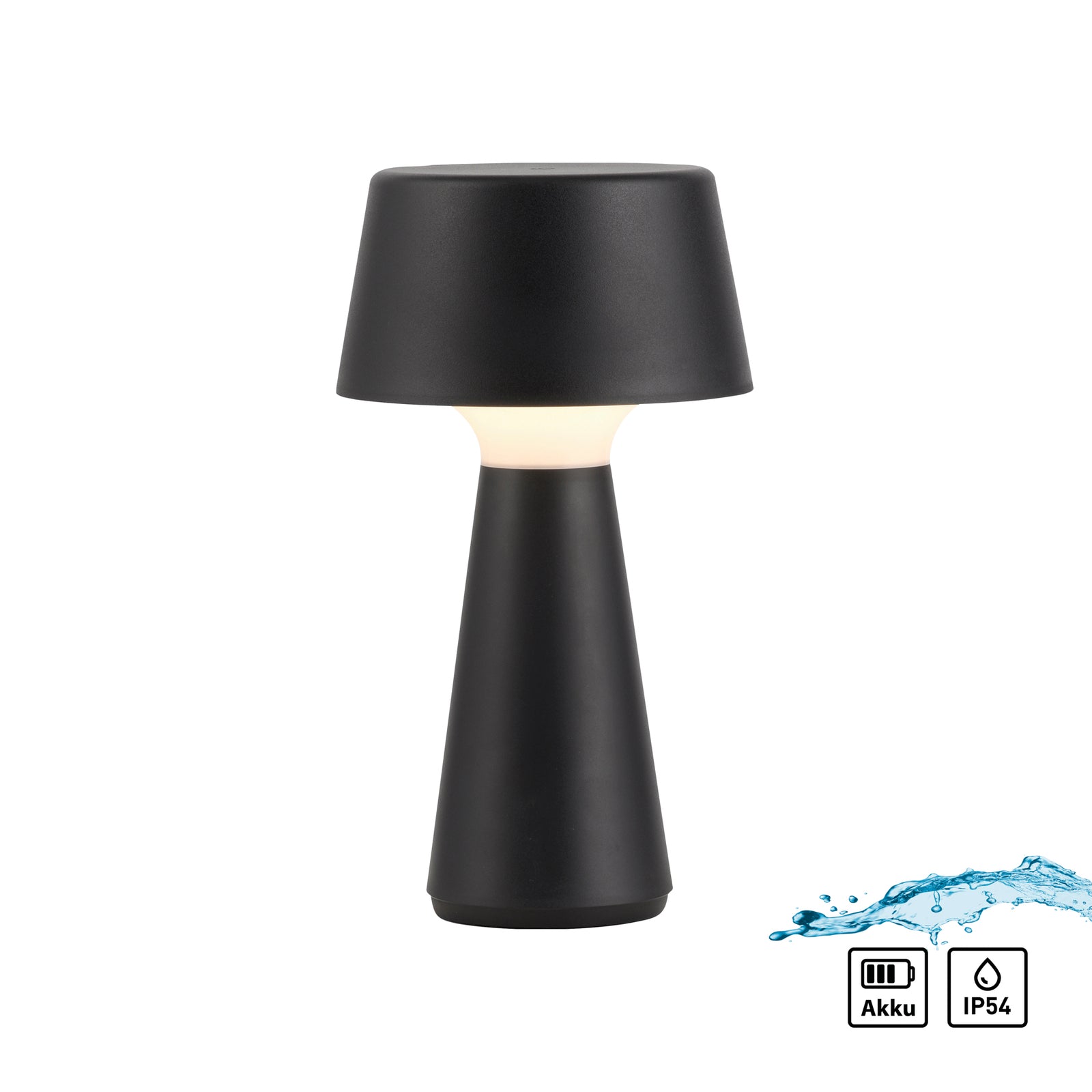 LED bordlampe Abera oppladbar dimbar svart IP54 28 cm - JUST LIGHT.
