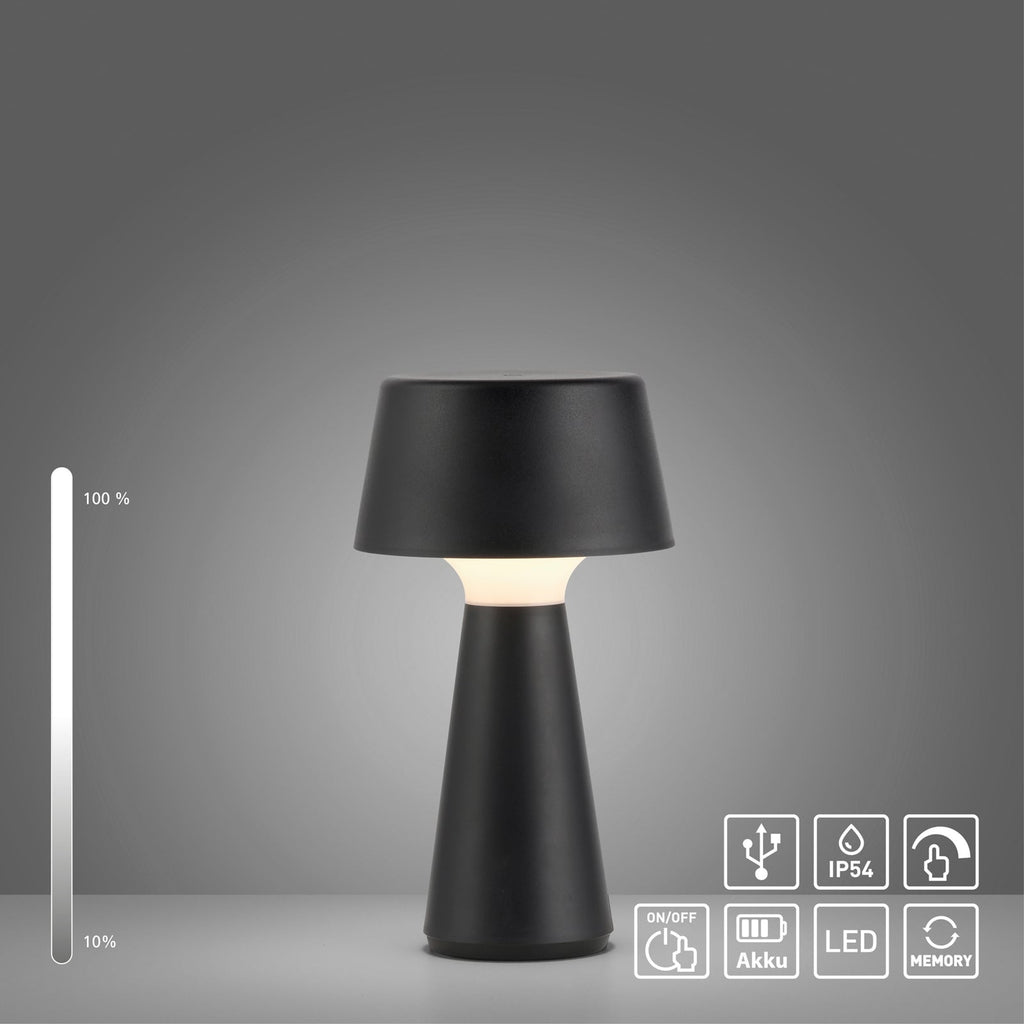 LED bordlampe Abera oppladbar dimbar svart IP54 28 cm - JUST LIGHT.