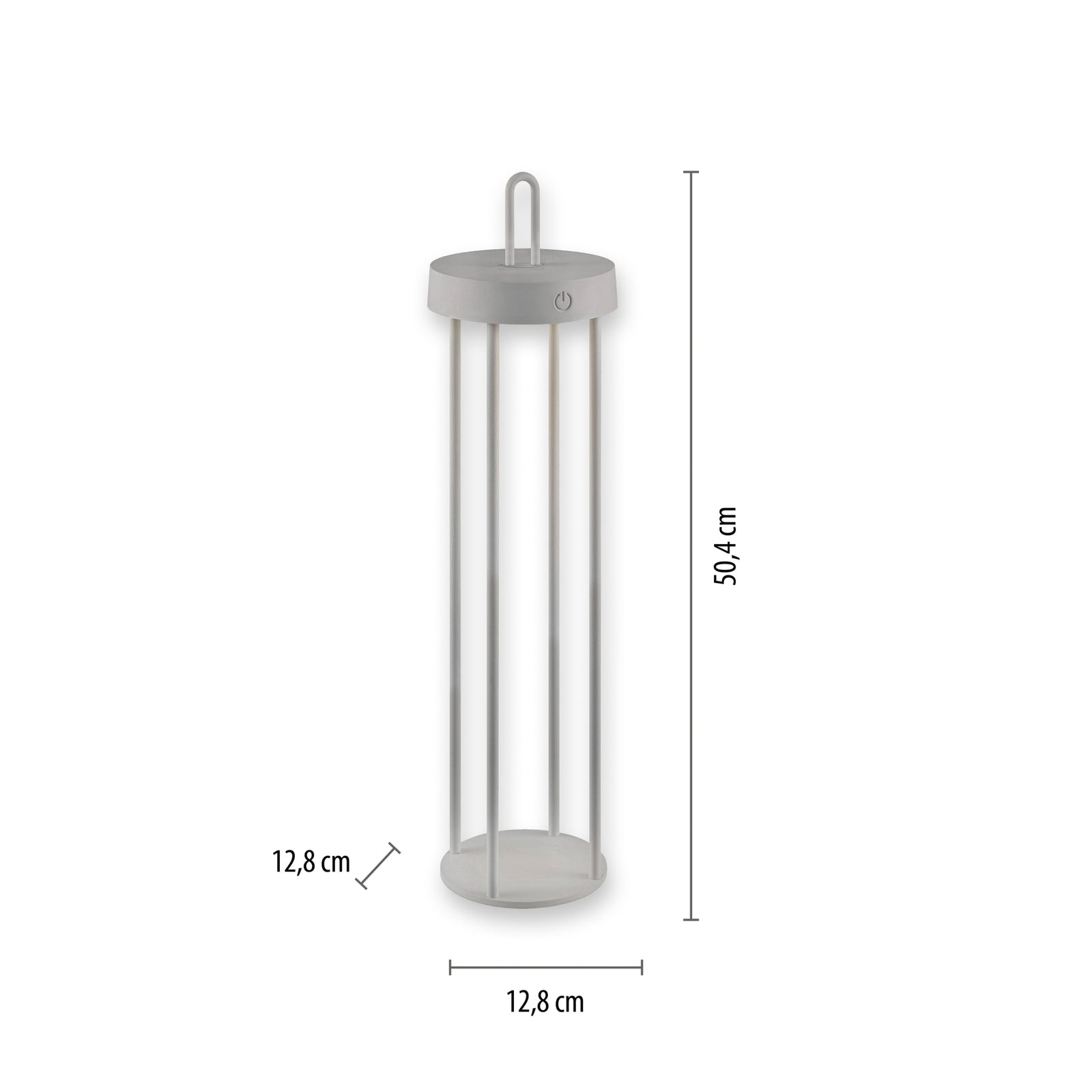 LED oppladbar bordlampe Anselm lanterneform grå-beige IP44 - JUST LIGHT.