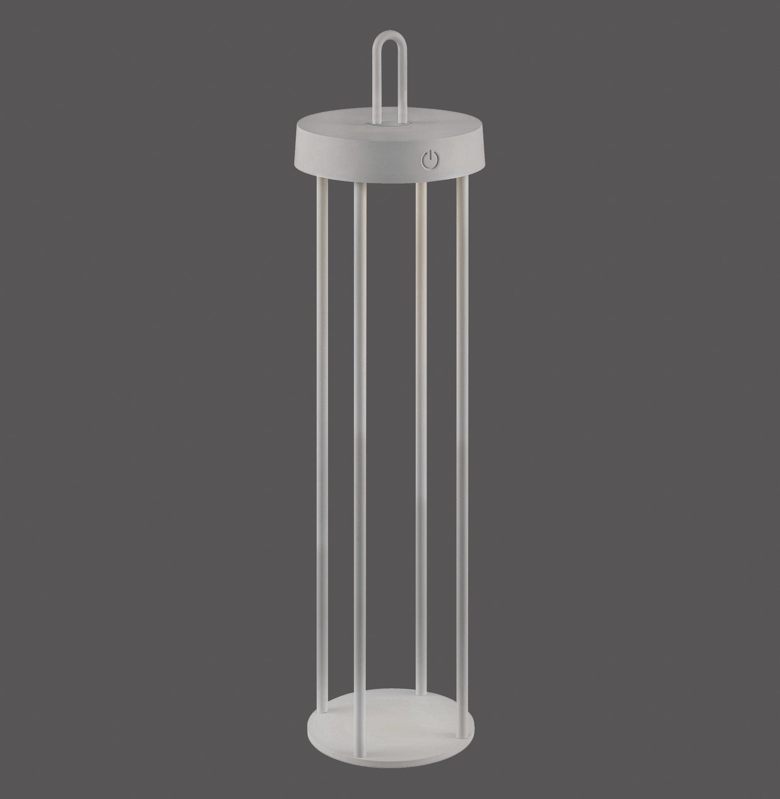 LED oppladbar bordlampe Anselm lanterneform grå-beige IP44 - JUST LIGHT.