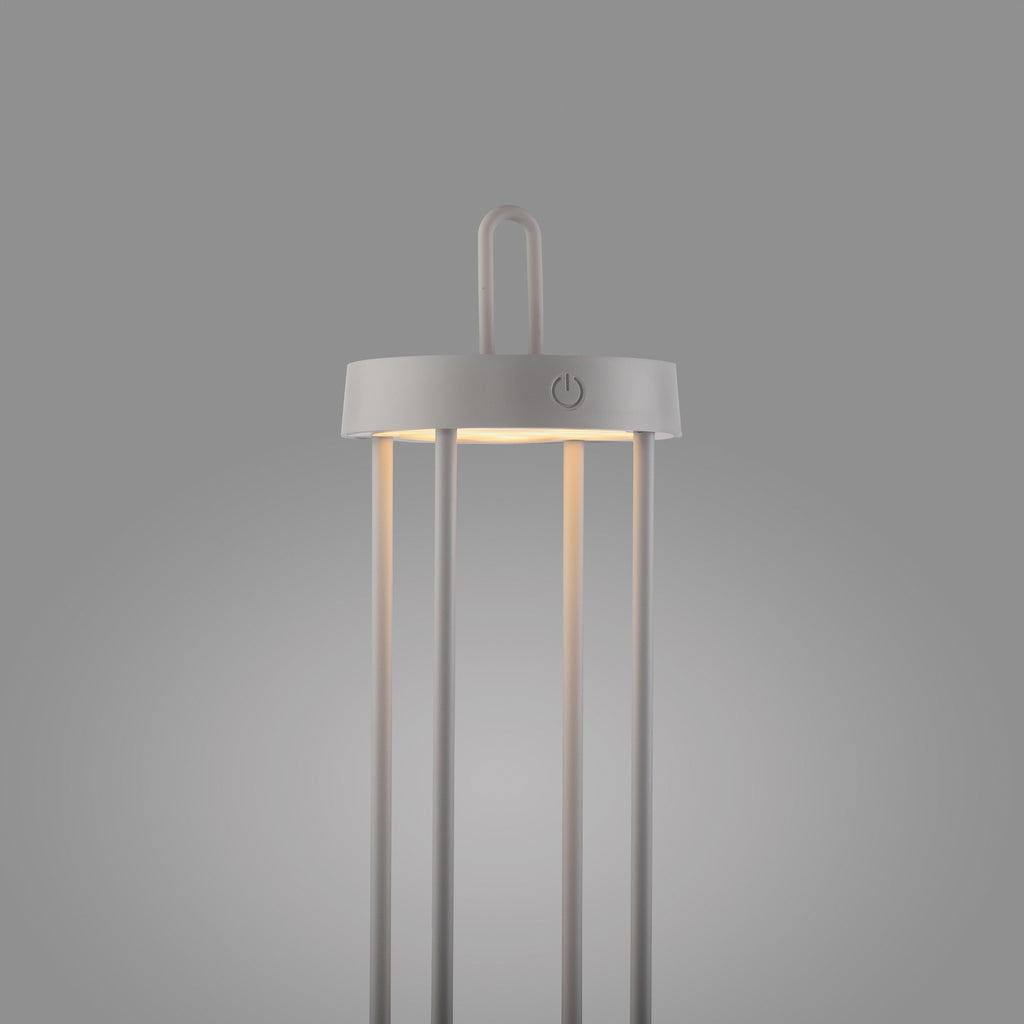 LED oppladbar bordlampe Anselm lanterneform grå-beige IP44 - JUST LIGHT.