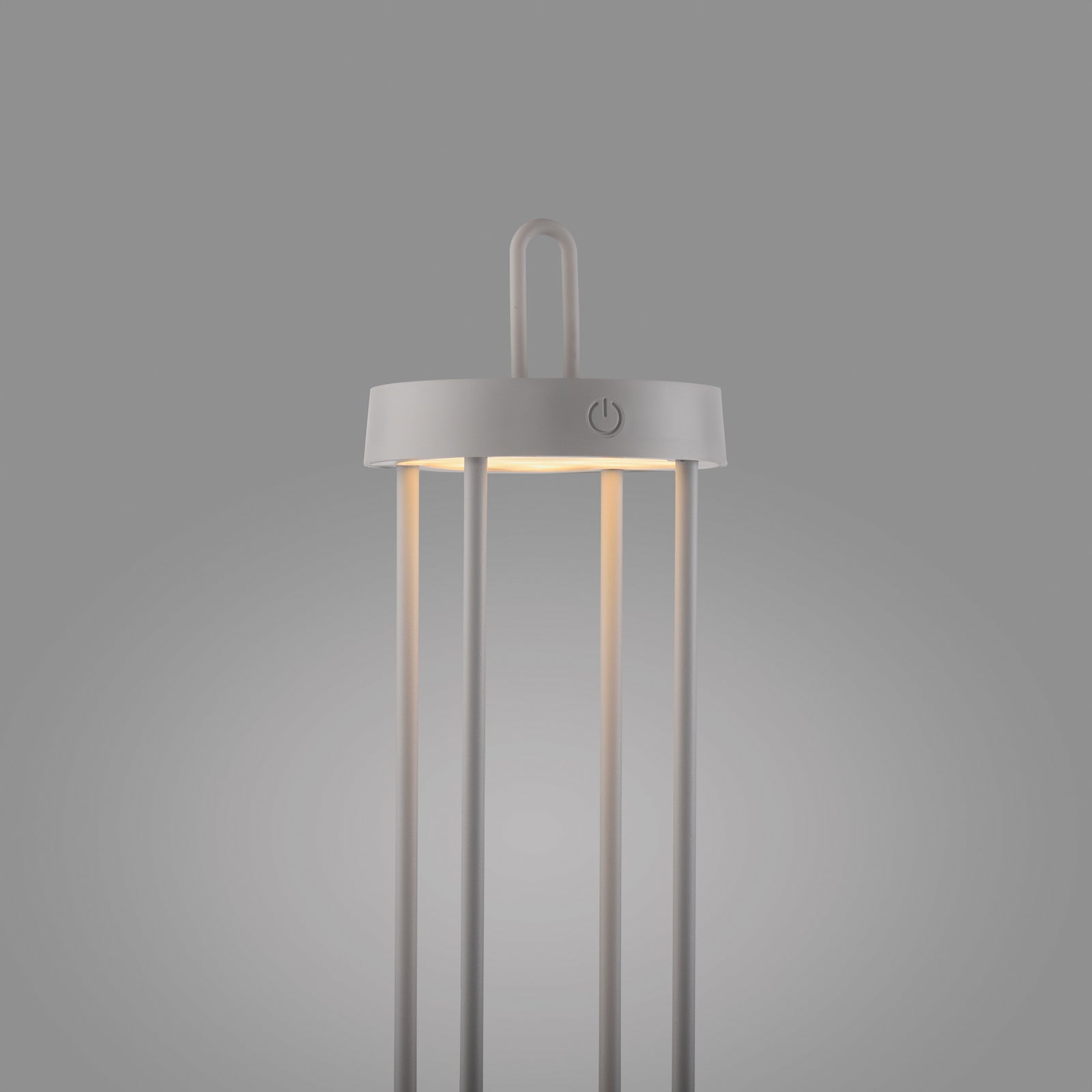 LED oppladbar bordlampe Anselm lanterneform grå-beige IP44 - JUST LIGHT.