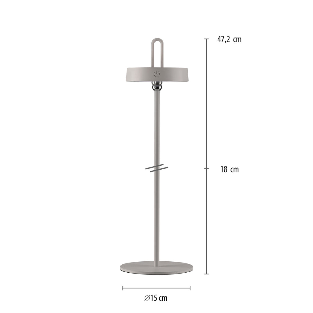 LED bordlampe Amag oppladbar dimbar jern lysgrå IP44 - JUST LIGHT.