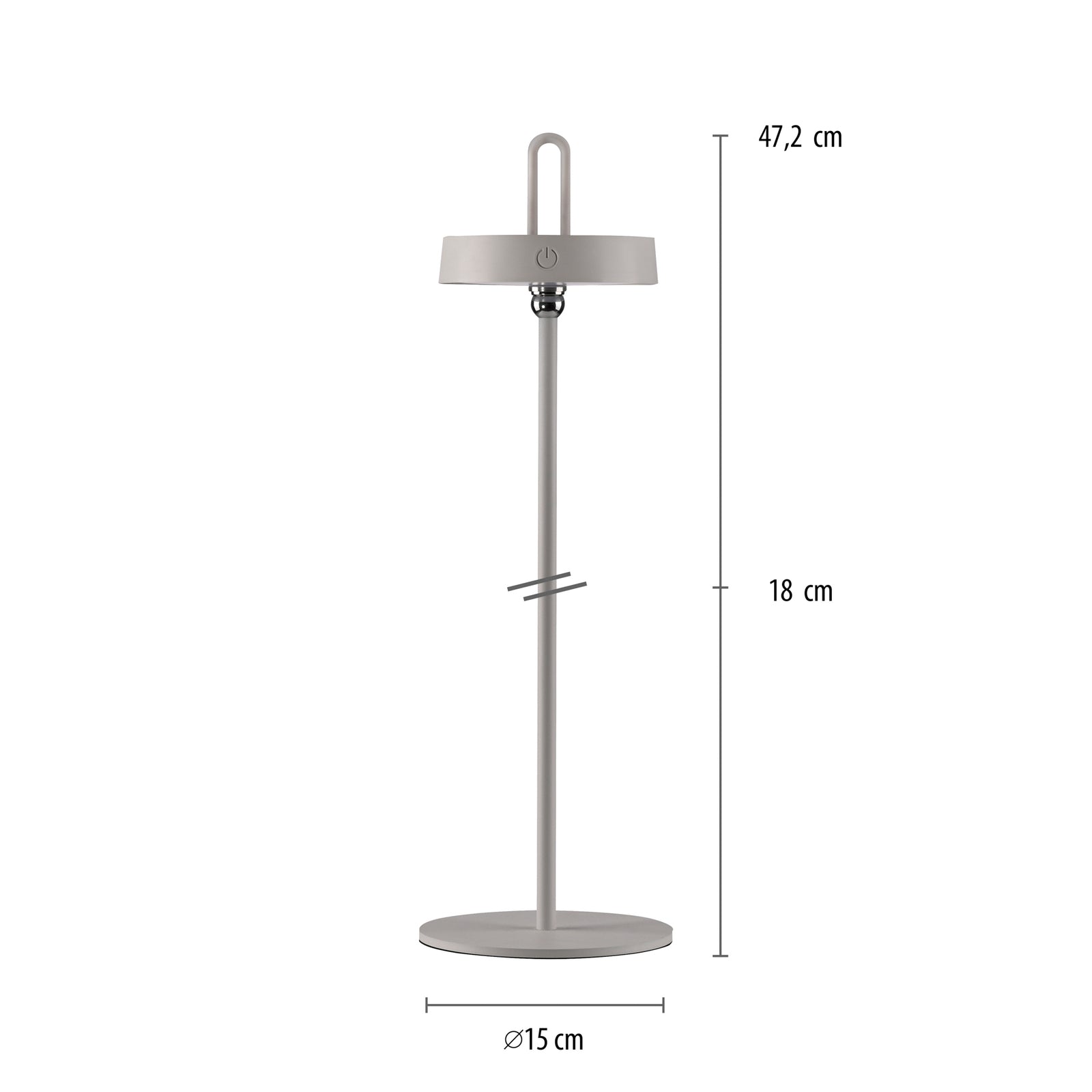 LED bordlampe Amag oppladbar dimbar jern lysgrå IP44 - JUST LIGHT.
