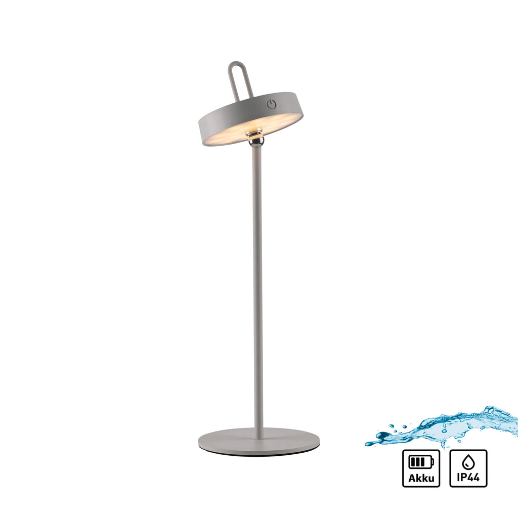 LED bordlampe Amag oppladbar dimbar jern lysgrå IP44 - JUST LIGHT.