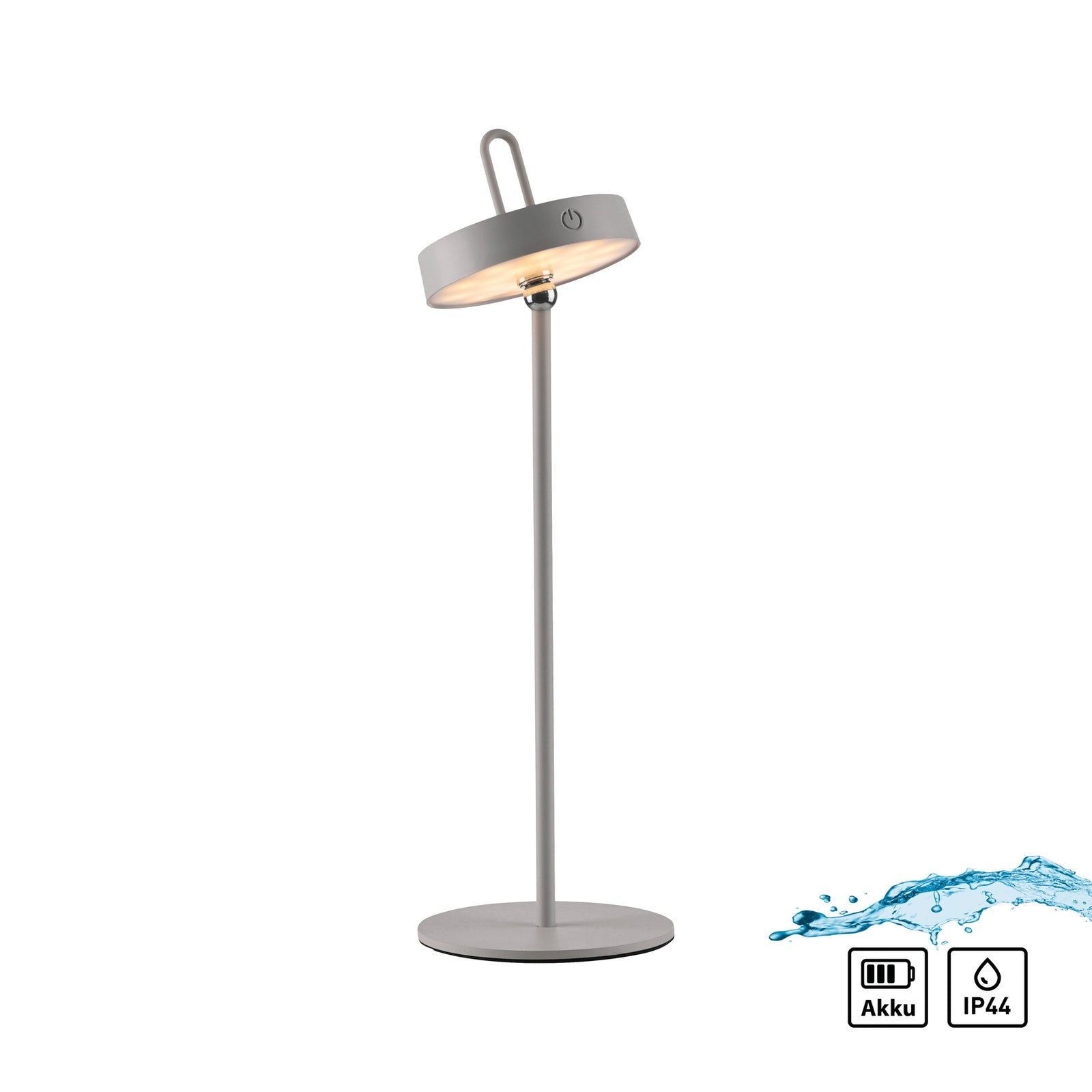 LED bordlampe Amag oppladbar dimbar jern lysgrå IP44 - JUST LIGHT.