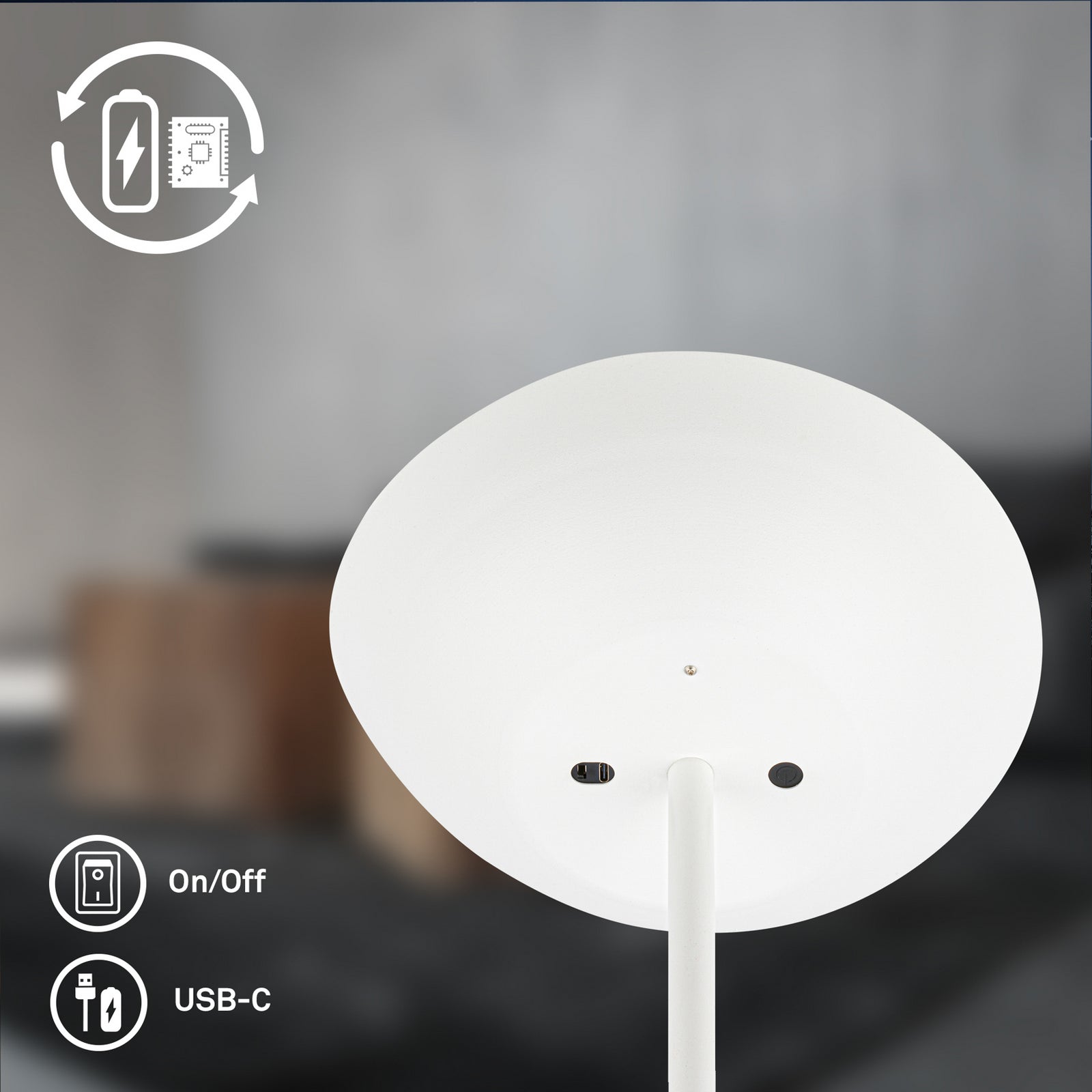 LED gulvlampe Estate oppladbar hvit berøringsdimmer 170 cm - Briloner