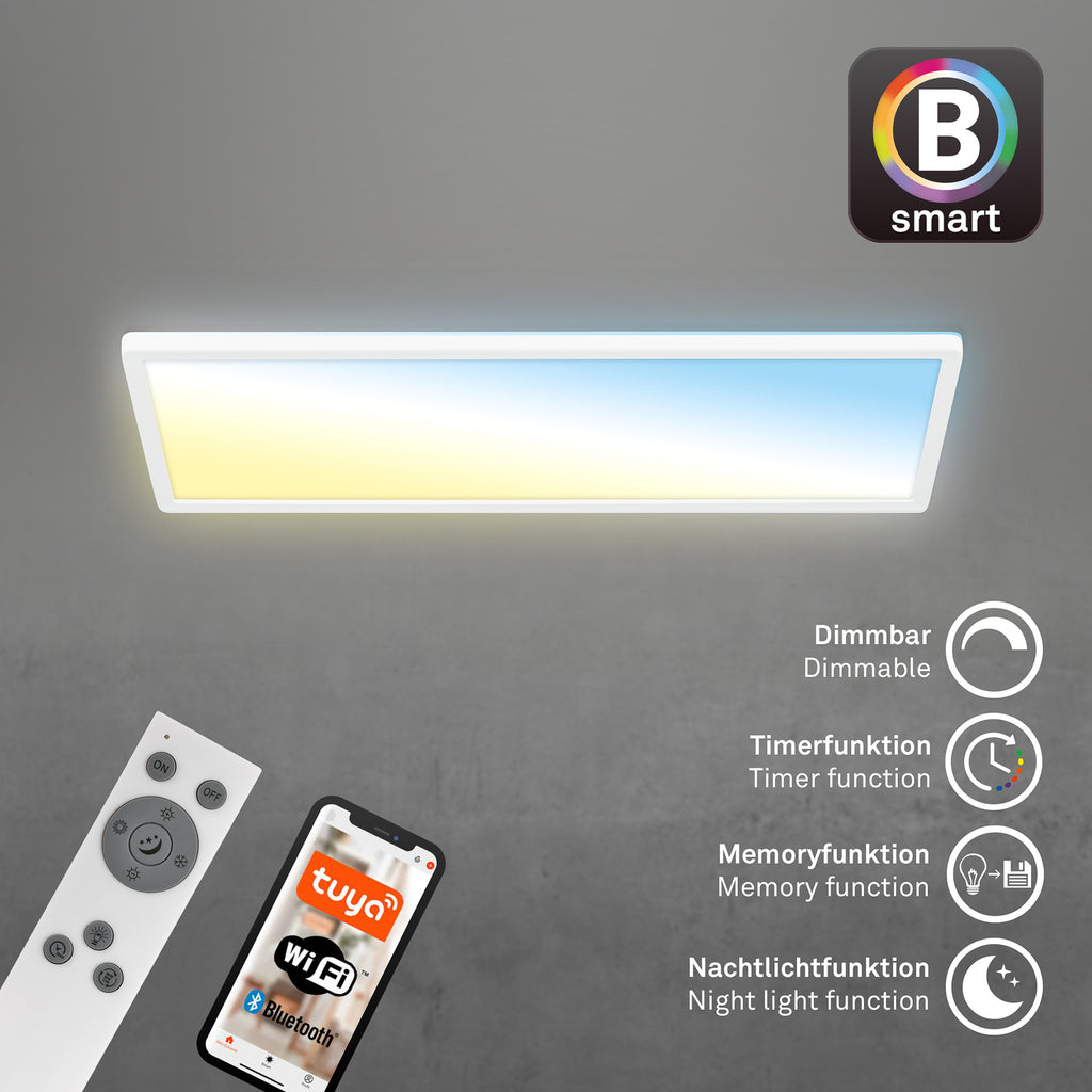 Smart LED-taklampe Tava 58x20 cm CCT dimbar med fjernkontroll - Briloner