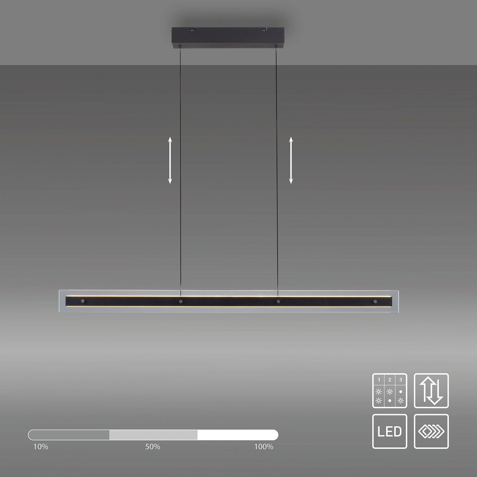 LED pendellampe Lena svart dimbar 105 cm 32W varmhvit - Schöner Wohnen