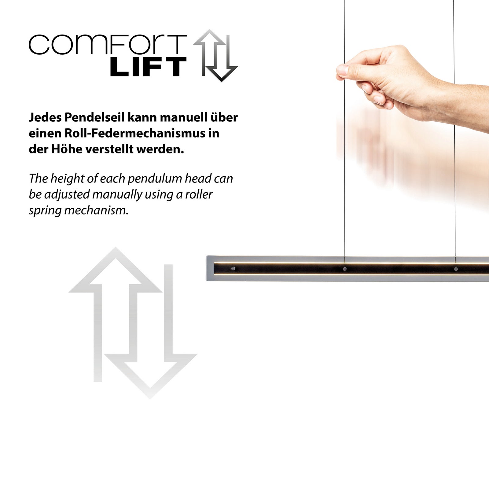 LED pendellampe Lena svart dimbar 105 cm 32W varmhvit - Schöner Wohnen