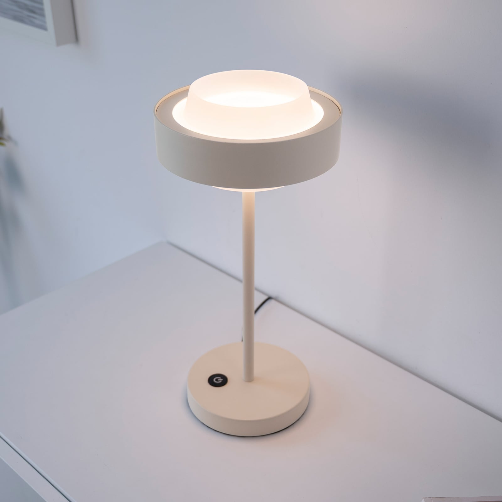 LED bordlampe Elmo dimbar metall/glass beige Ø17,5 cm - Schöner Wohnen