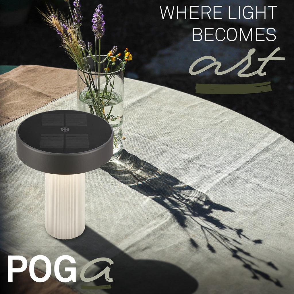 LED solcelle bordlampe Poga dimbar althvit/antrasitt IP44 - Briloner