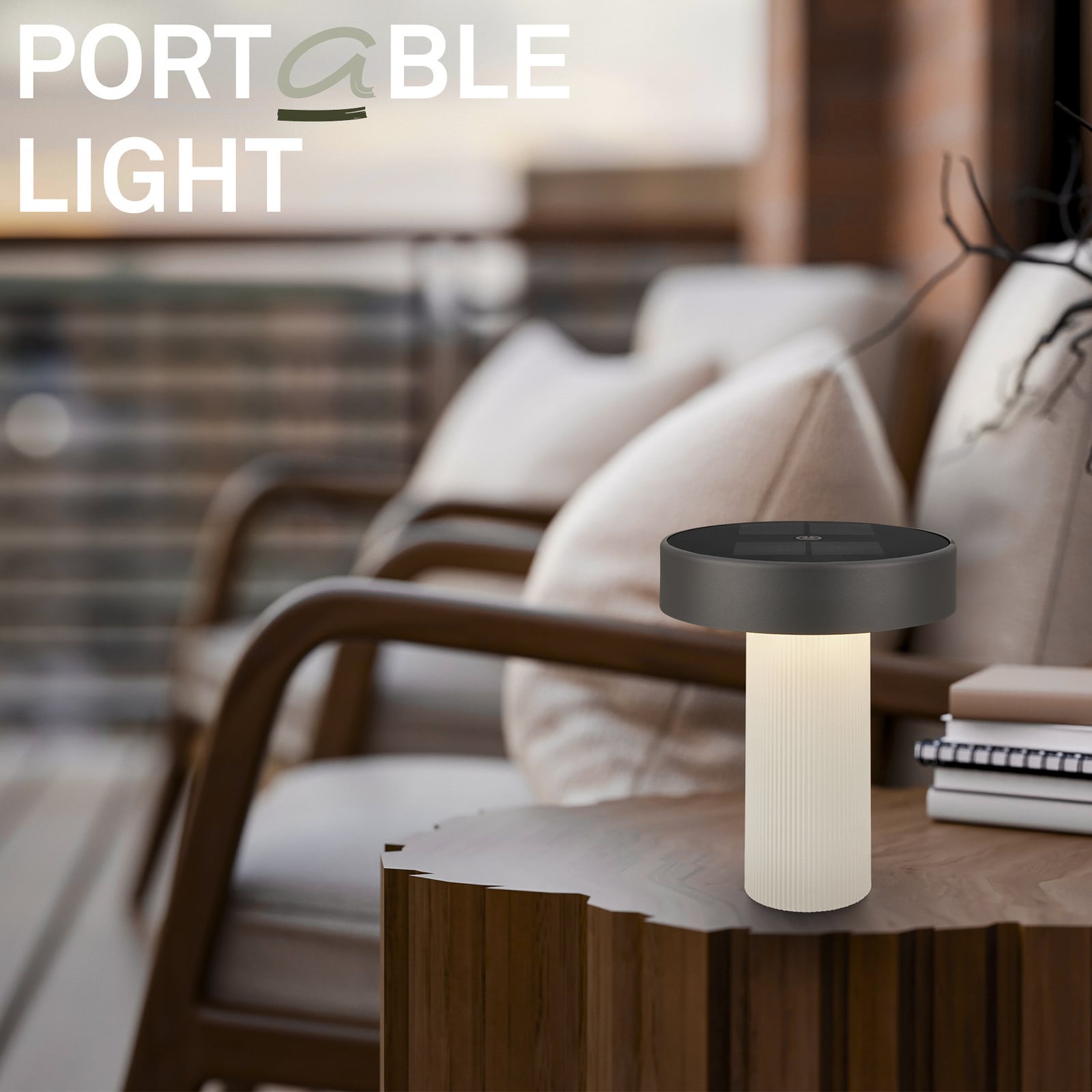 LED solcelle bordlampe Poga dimbar althvit/antrasitt IP44 - Briloner