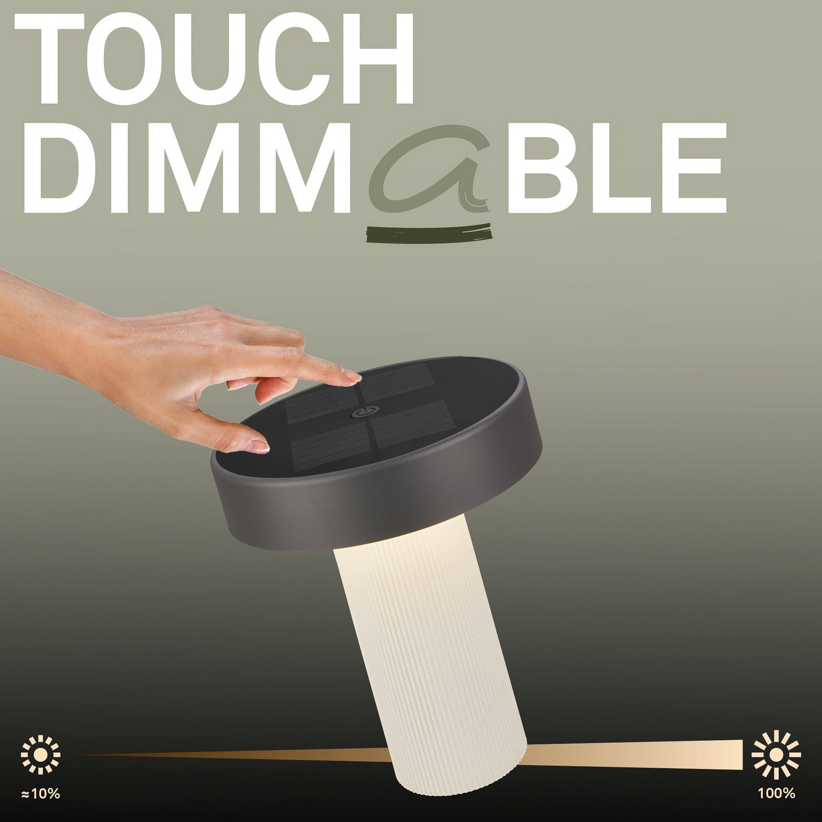 LED solcelle bordlampe Poga dimbar althvit/antrasitt IP44 - Briloner