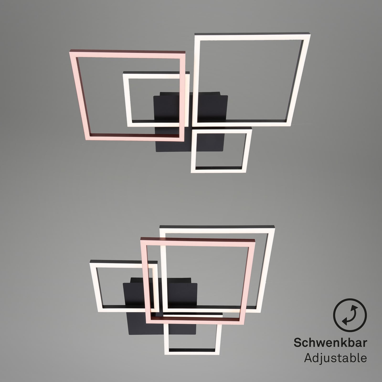LED taklampe Frame 4-lys step-dim svart 75x47 cm - Briloner