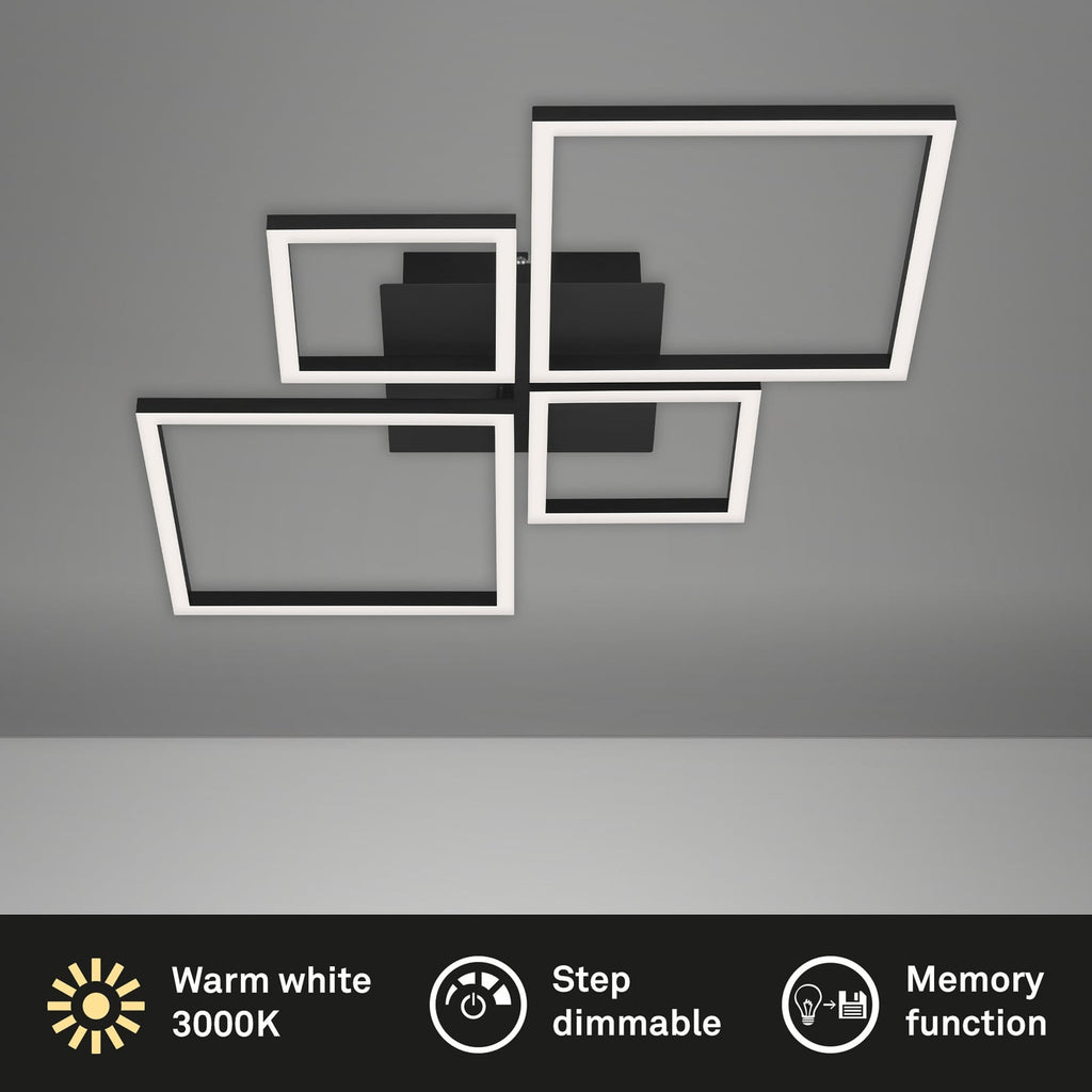 LED taklampe Frame 4-lys step-dim svart 75x47 cm - Briloner