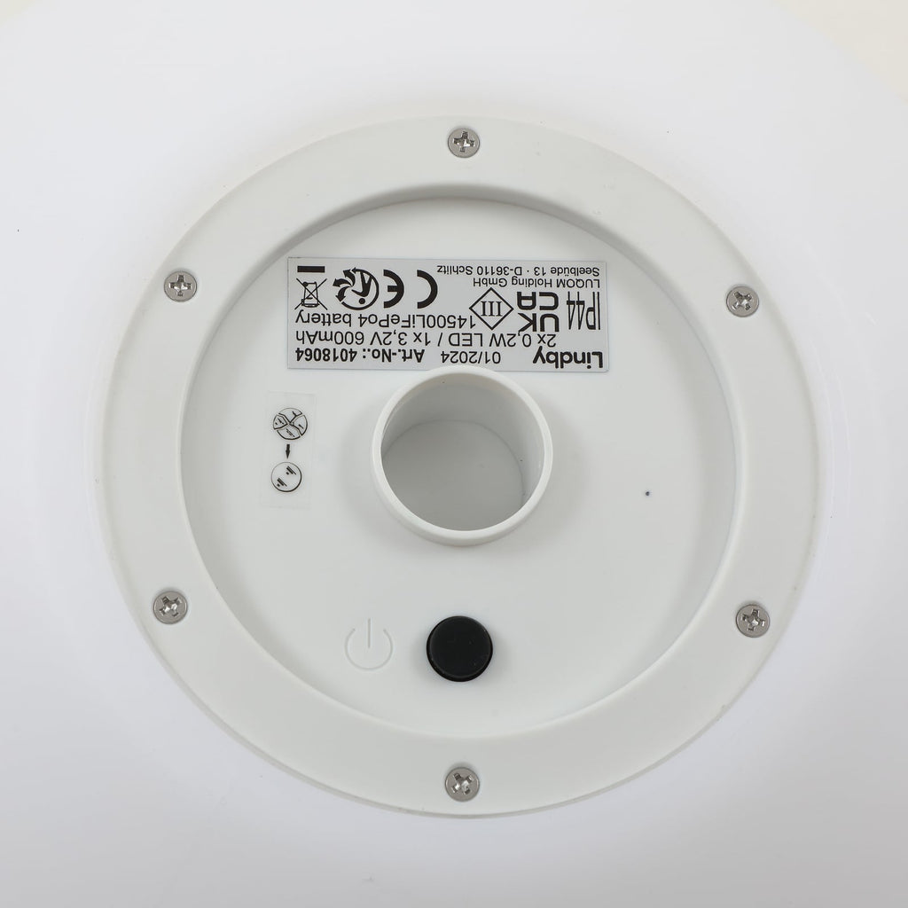LED solcellelampe Lago kuleformet Ø30 cm hvit IP44 - Lindby