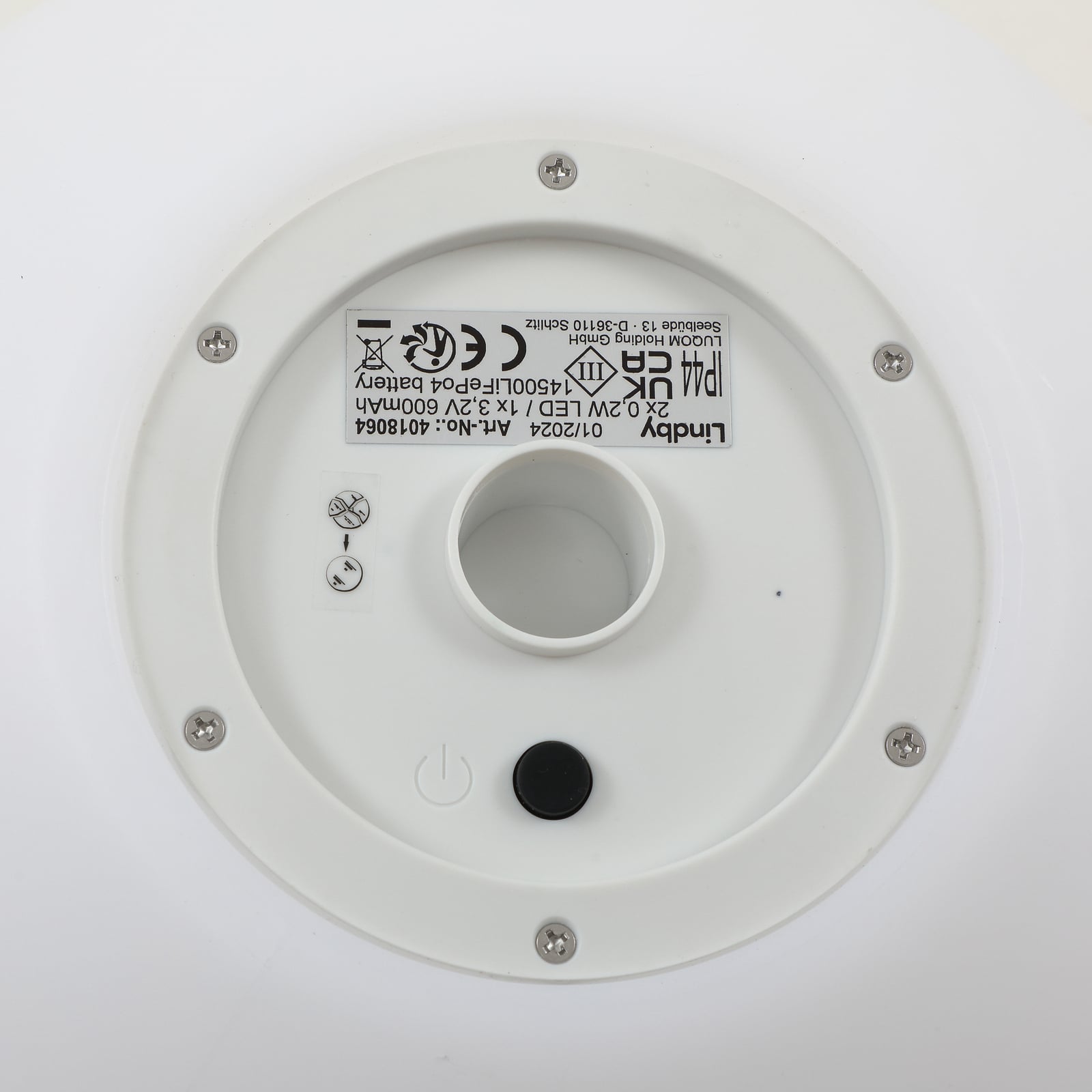 LED solcellelampe Lago kuleformet Ø30 cm hvit IP44 - Lindby