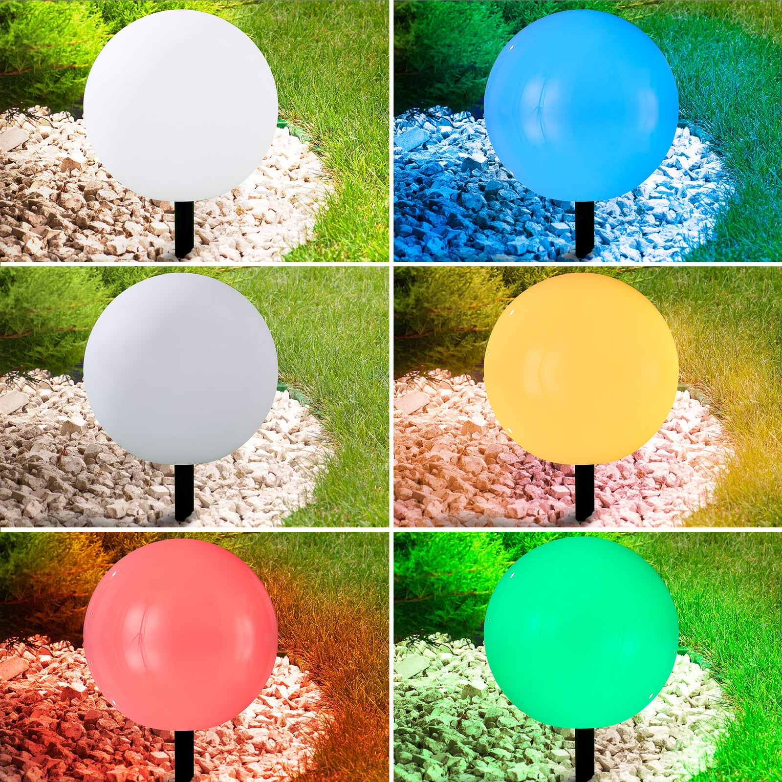 LED solcellelampe Lago kuleformet Ø30 cm hvit IP44 - Lindby