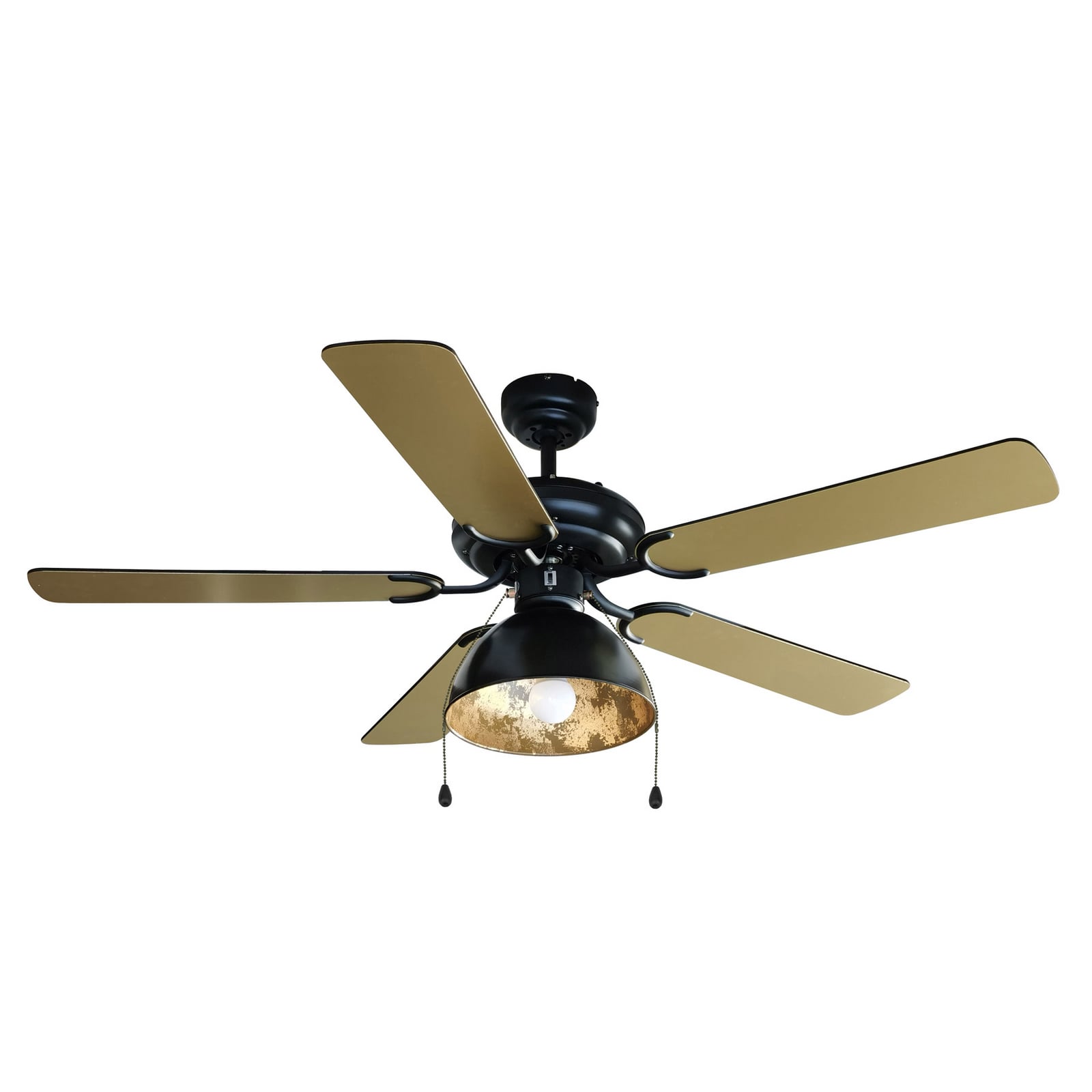 Takvifte med lys Shamoian stål/tre svart/gull Ø132 cm E27 - Lucande