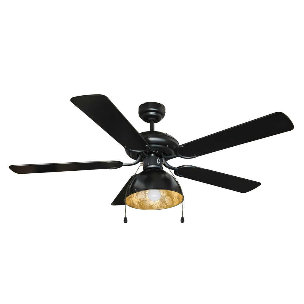 Takvifte med lys Shamoian stål/tre svart/gull Ø132 cm E27 - Lucande