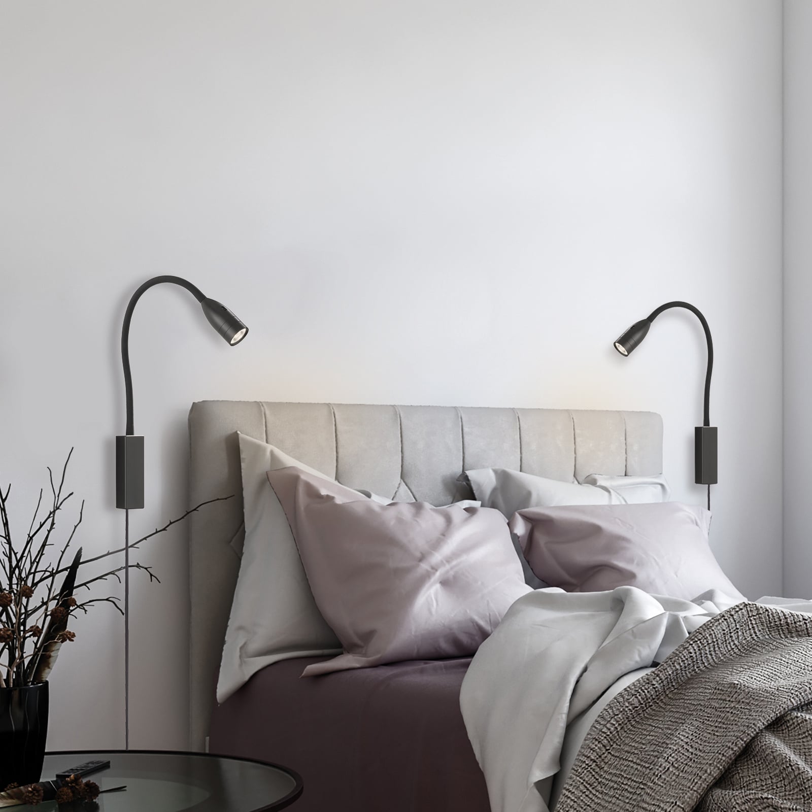 LED vegglampe Sten dimbar med gestestyring svart 35 cm - FISCHER & HONSEL