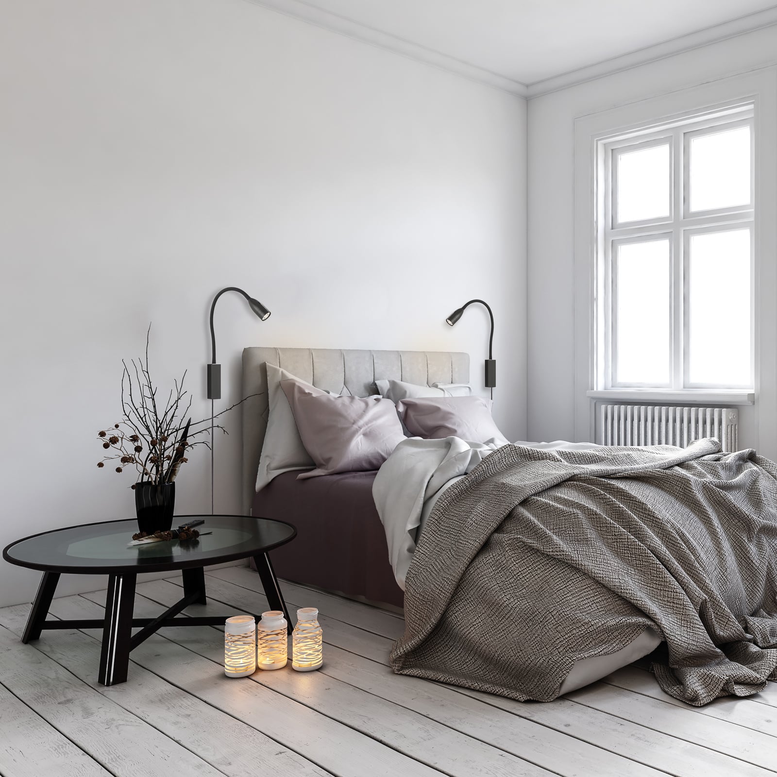 LED vegglampe Sten dimbar med gestestyring svart 35 cm - FISCHER & HONSEL