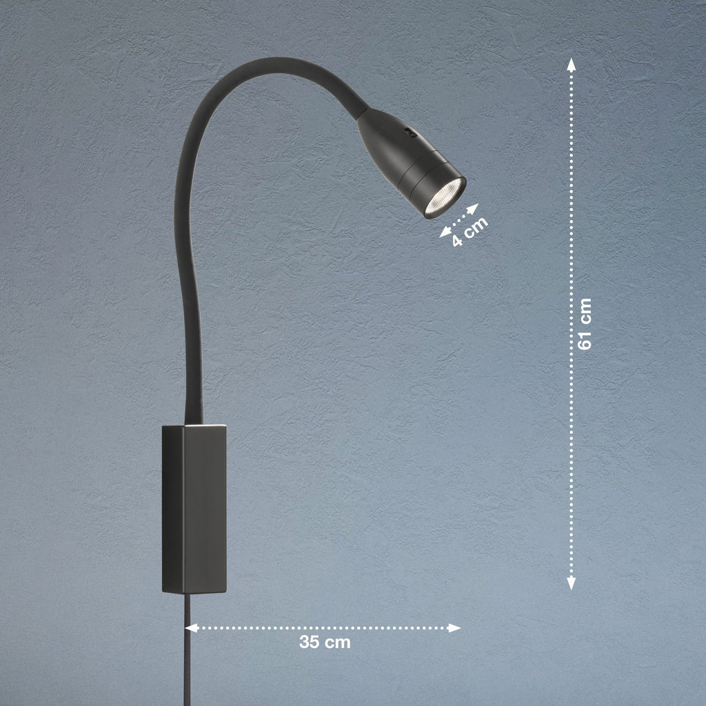 LED vegglampe Sten dimbar med gestestyring svart 35 cm - FISCHER & HONSEL