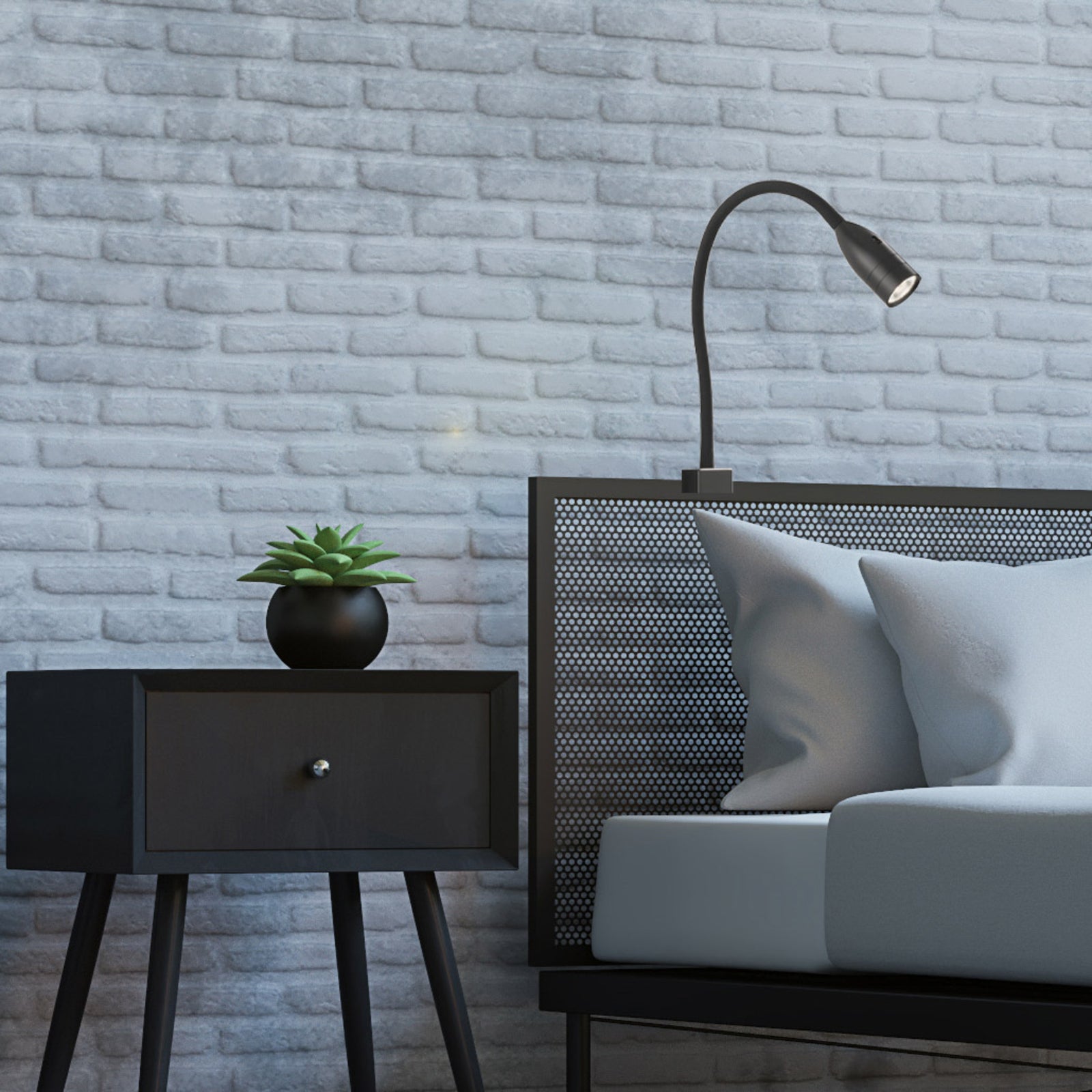 LED vegglampe Sten dimbar med gestestyring svart 35 cm - FISCHER & HONSEL