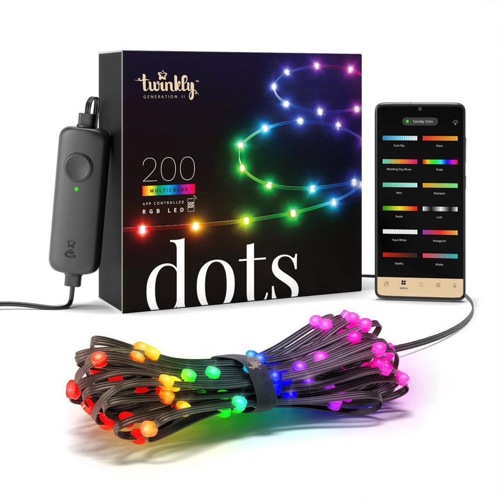 LED-lyslenke Dots RGB dimbar svart 200 LED 10 m IP44 - Twinkly