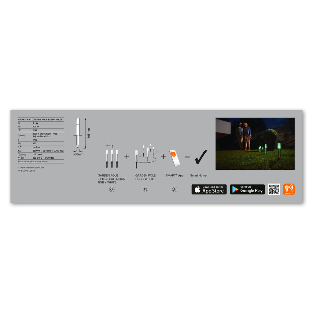 LED hagespyd Garden Pole 3-pk RGBW IP65 WiFi - LEDVANCE SMART+