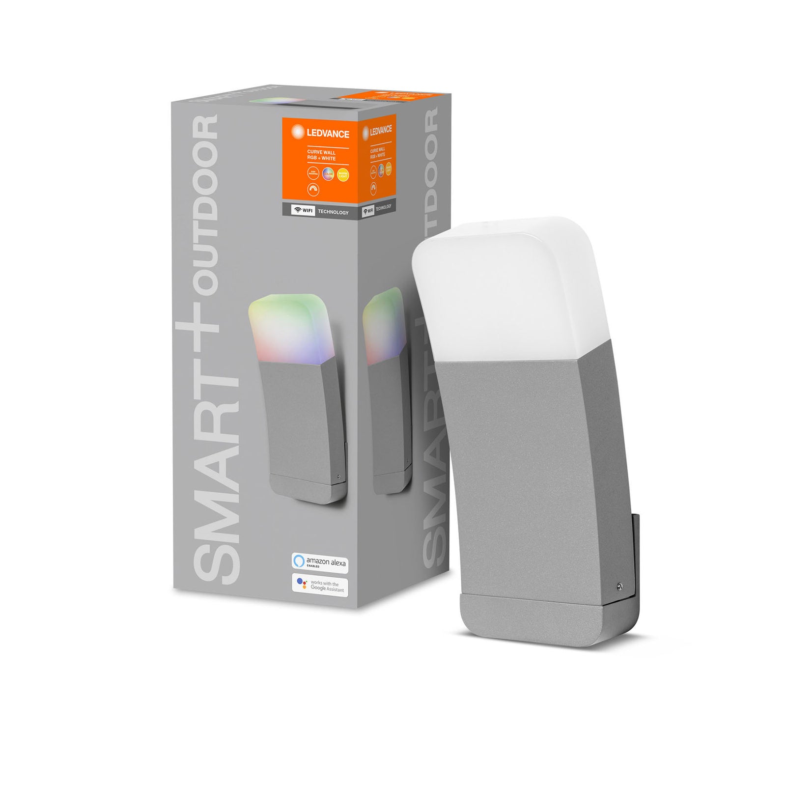 LED utevegglampe Curve WiFi RGBW dimbar sølv IP44 - LEDVANCE SMART+