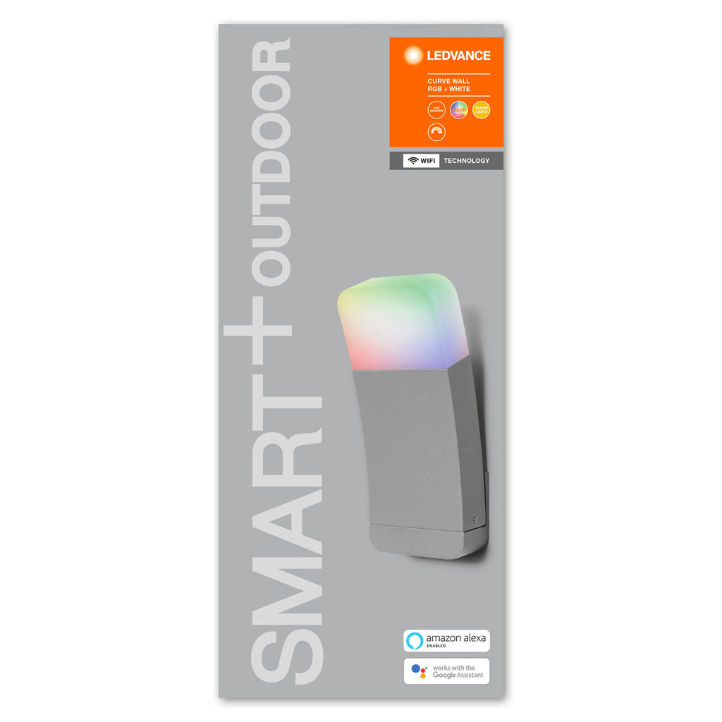 LED utevegglampe Curve WiFi RGBW dimbar sølv IP44 - LEDVANCE SMART+