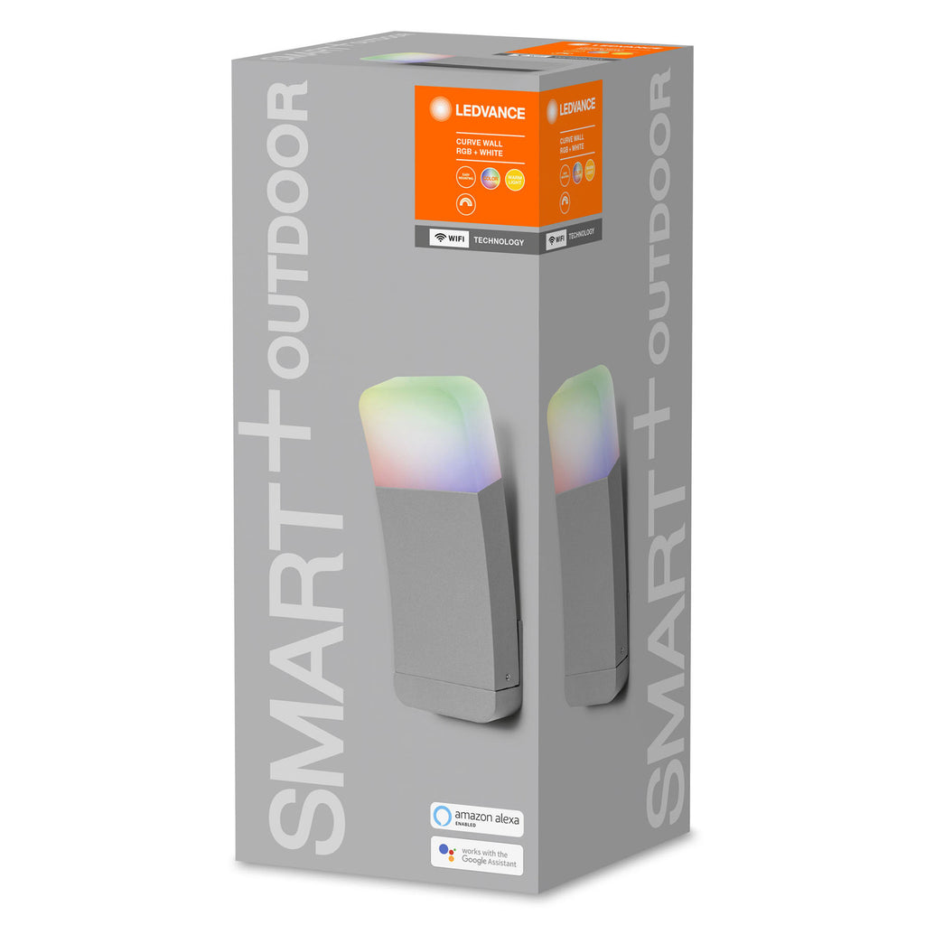 LED utevegglampe Curve WiFi RGBW dimbar sølv IP44 - LEDVANCE SMART+